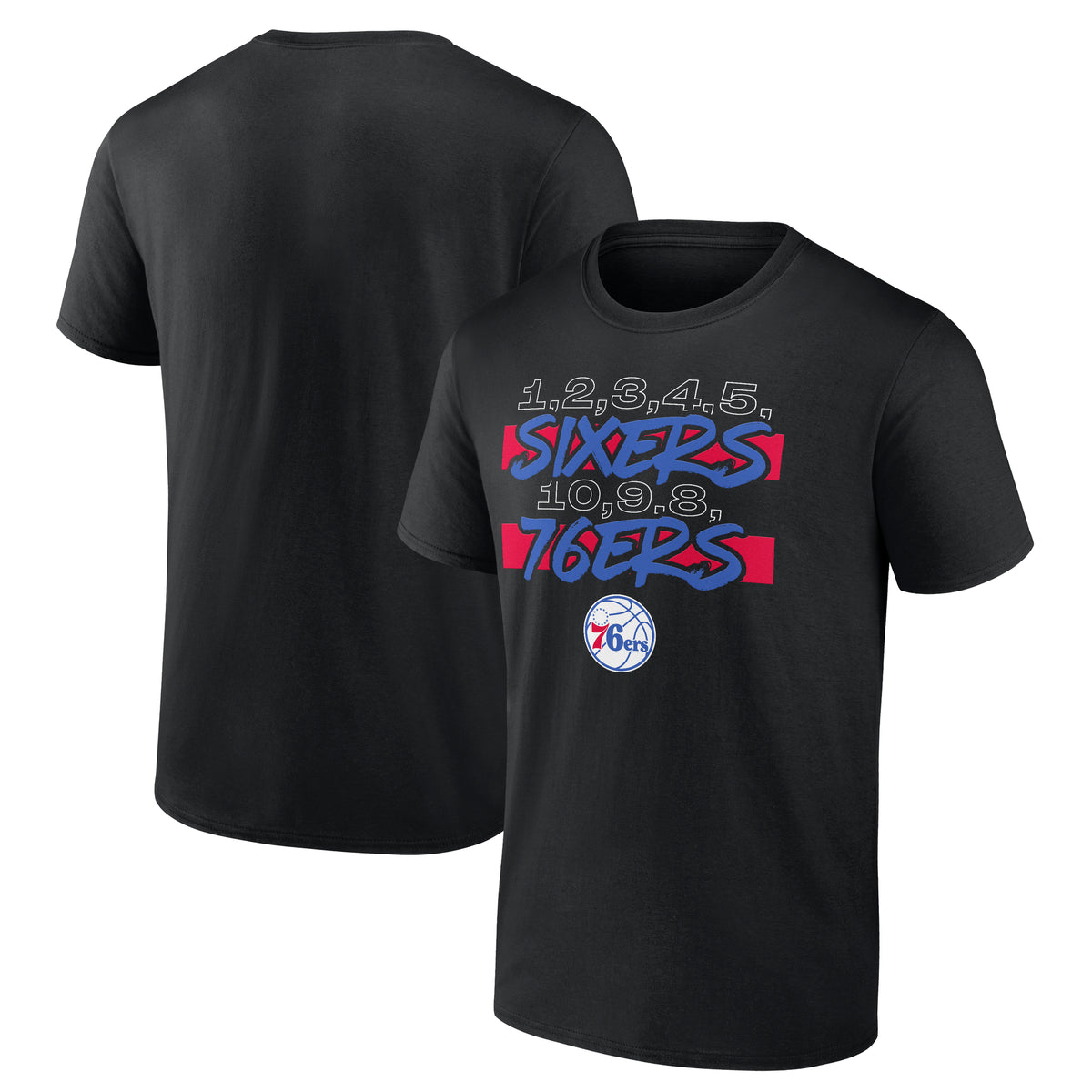 Men's Black Philadelphia 76ers Core Hometown Launch T-Shirt
