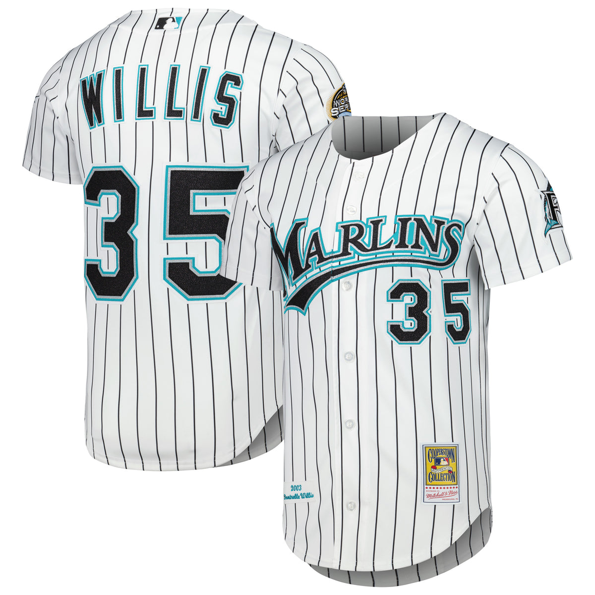 Men's Mitchell & Ness Dontrelle Willis White Florida Marlins Cooperstown Collection Authentic Jersey