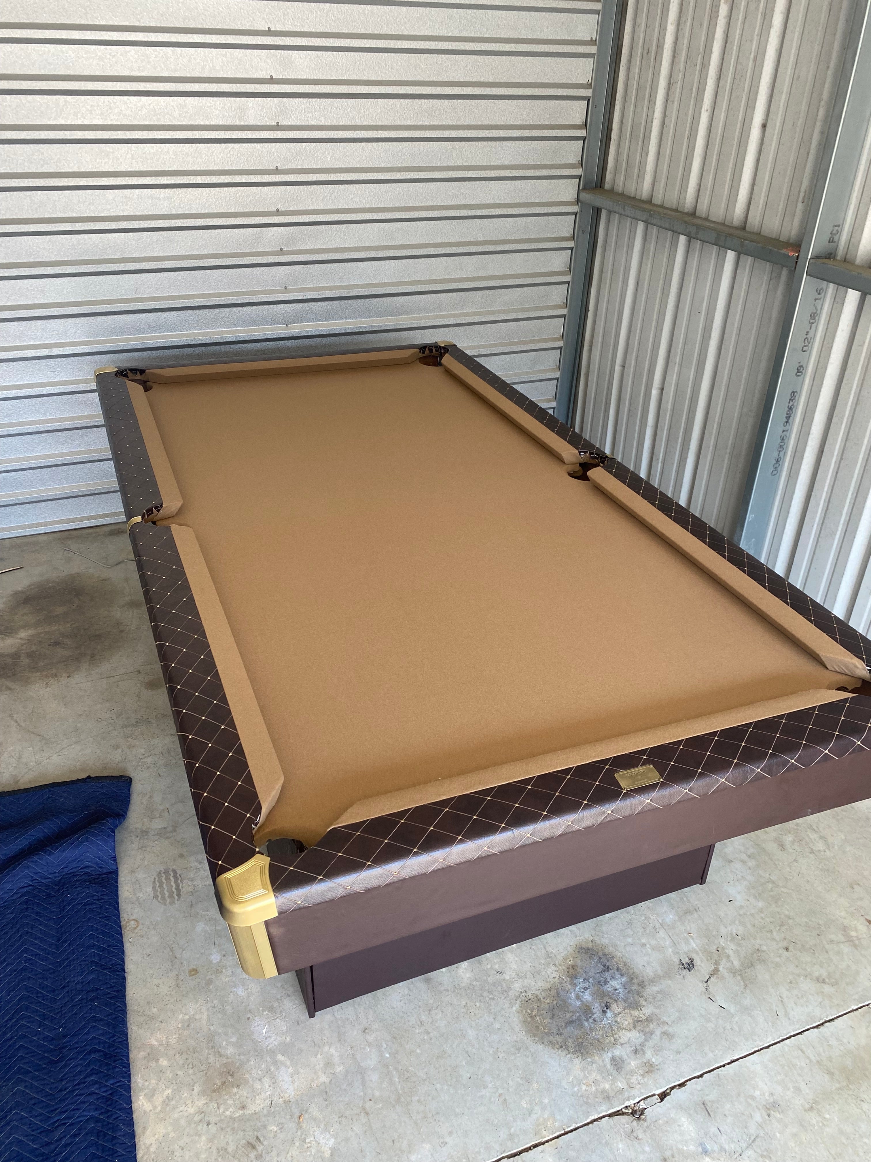 Custom Brown Leather Hawthorn Brunswick Pool Table