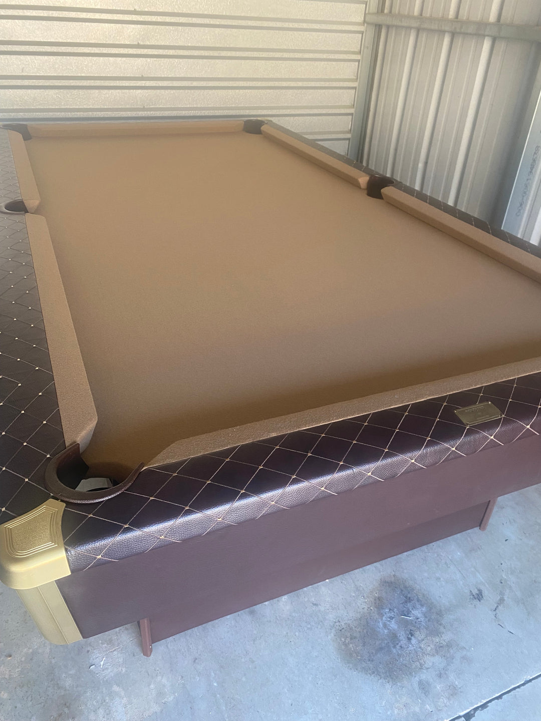 Custom Brown Leather Hawthorn Brunswick Pool Table