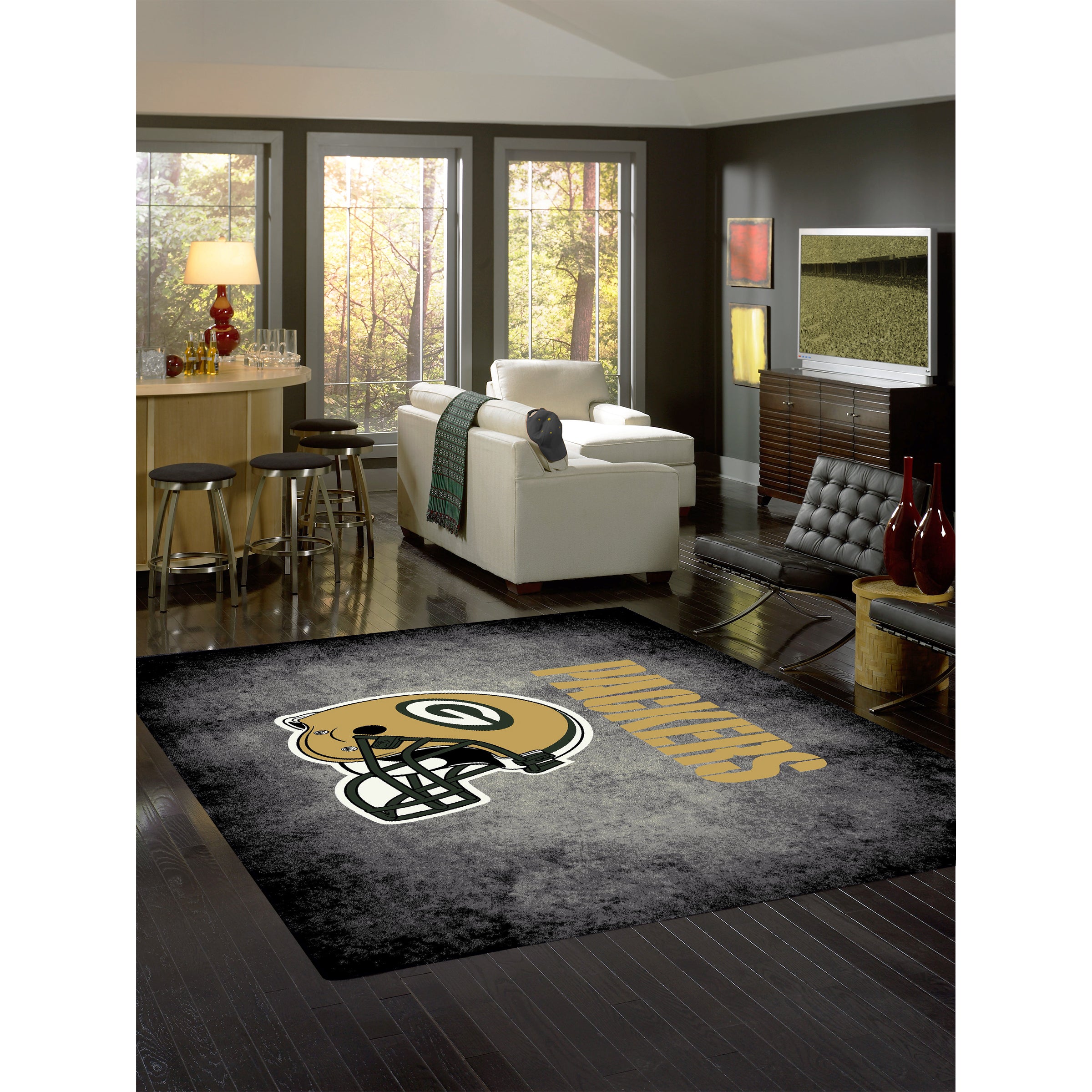 Green Bay Packers 8x11 Distressed Rug