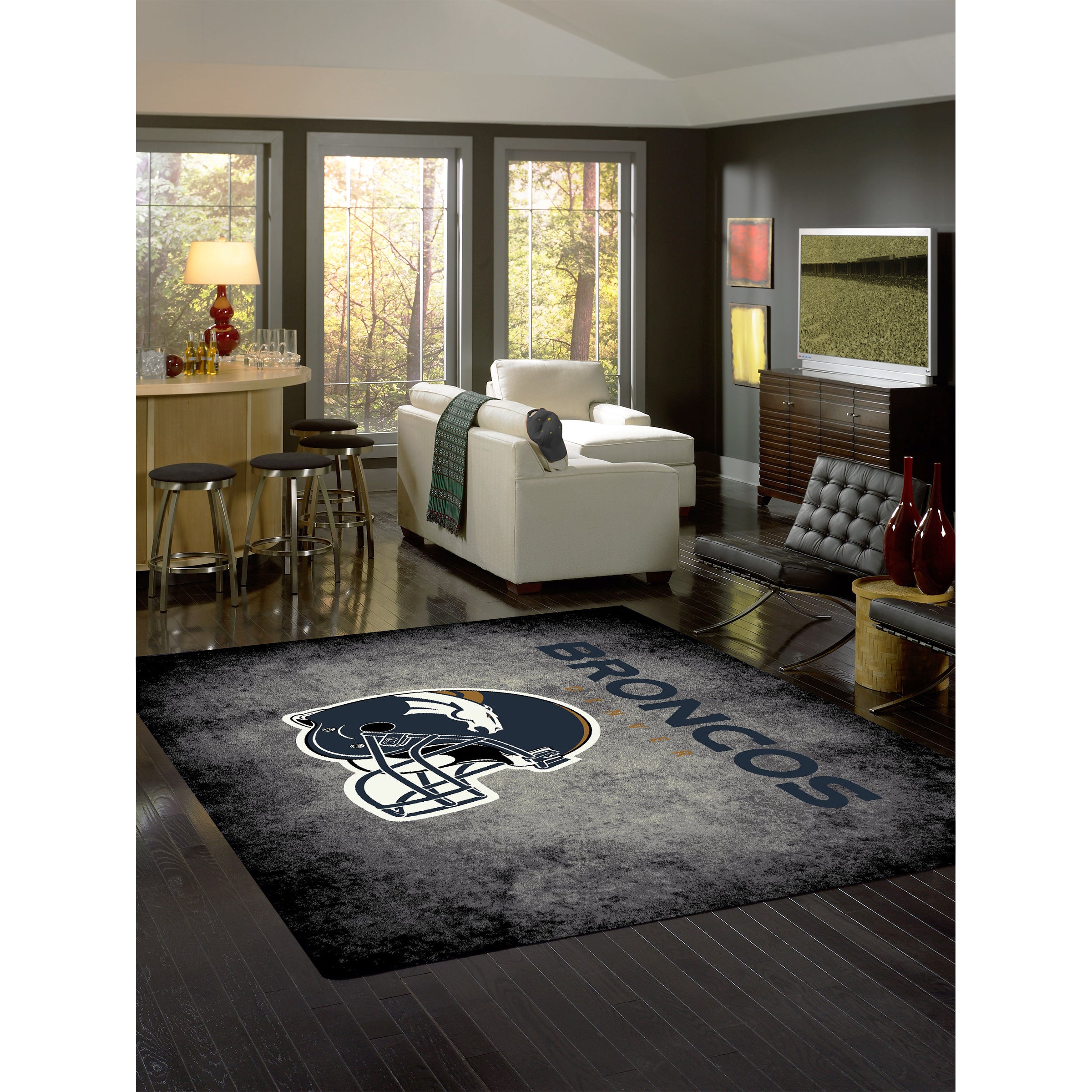 Denver Broncos 8x11 Distressed Rug