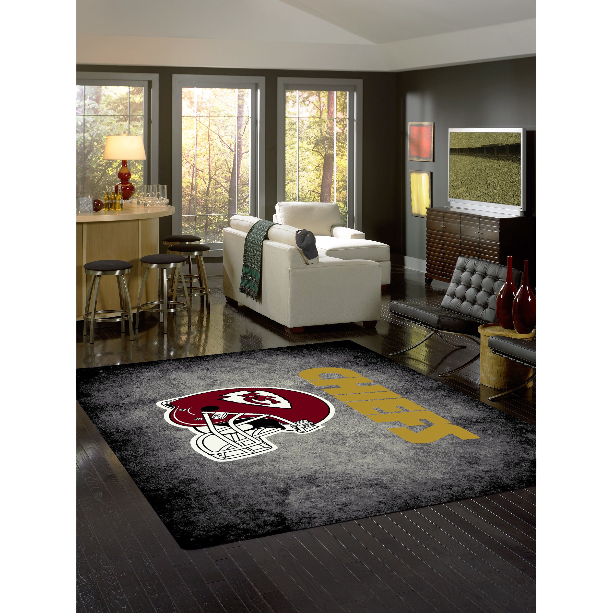 Kansas City Chiefs 8x11 Distressed Rug