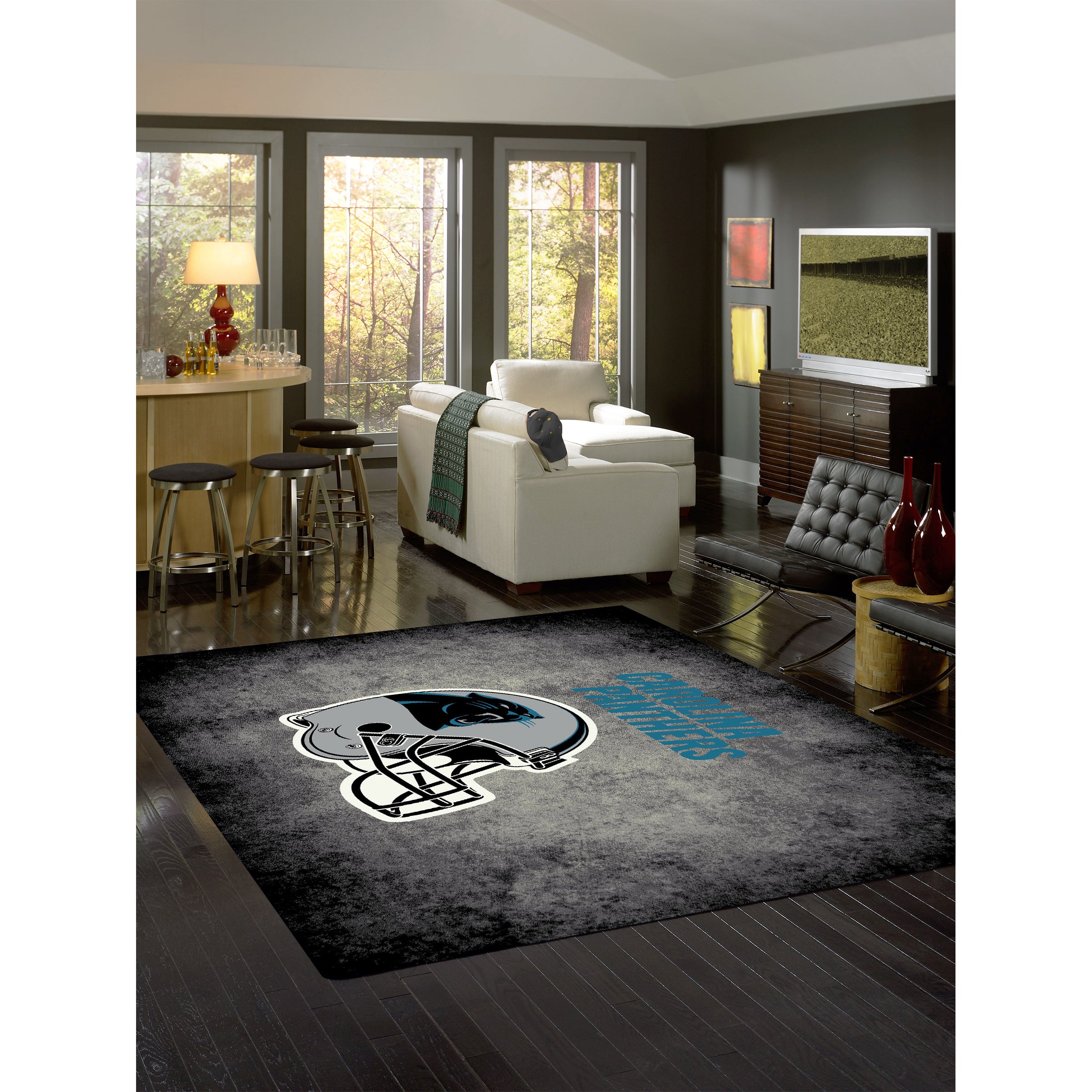 Carolina Panthers 8x11 Distressed Rug