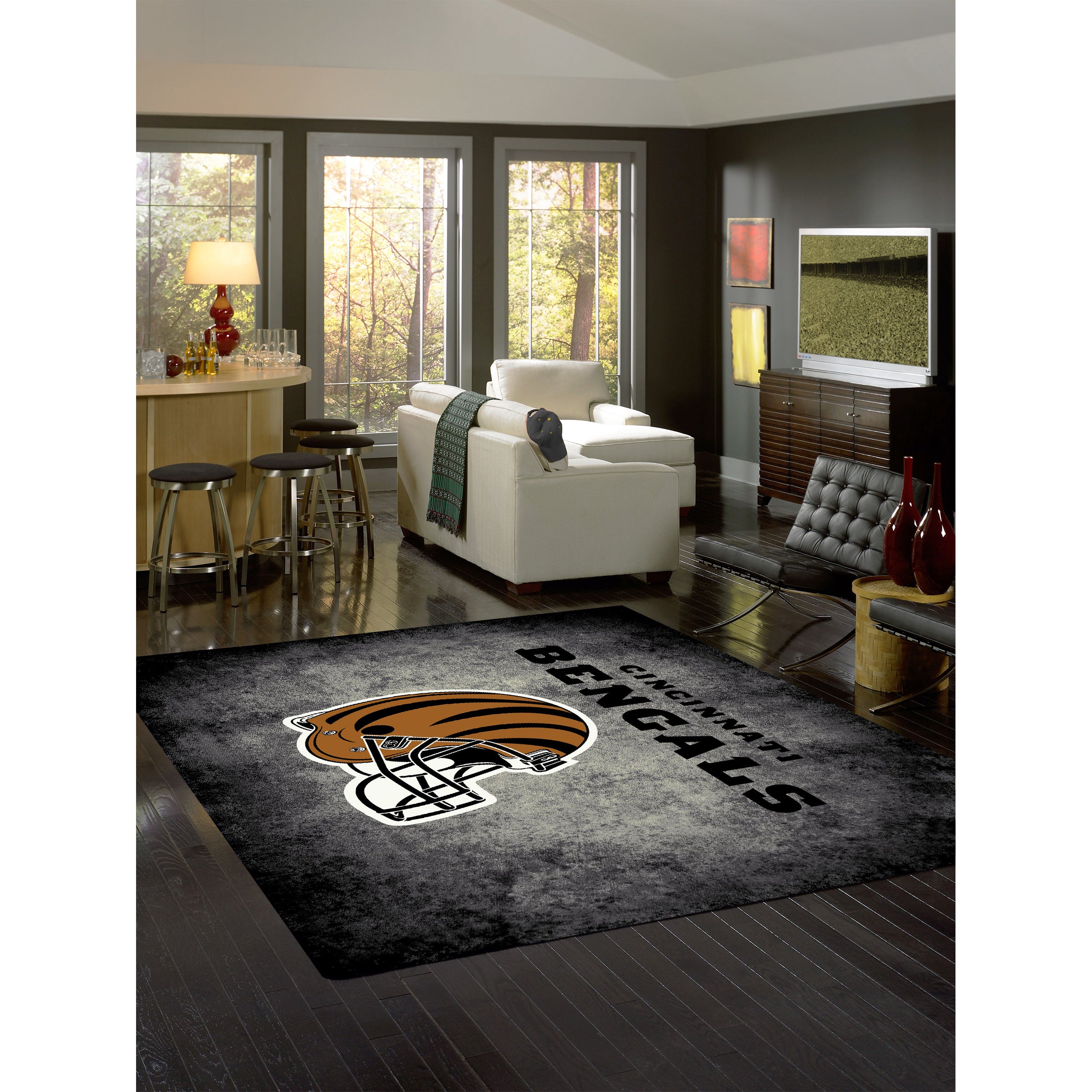 Cincinnati Bengals 8x11 Distressed Rug