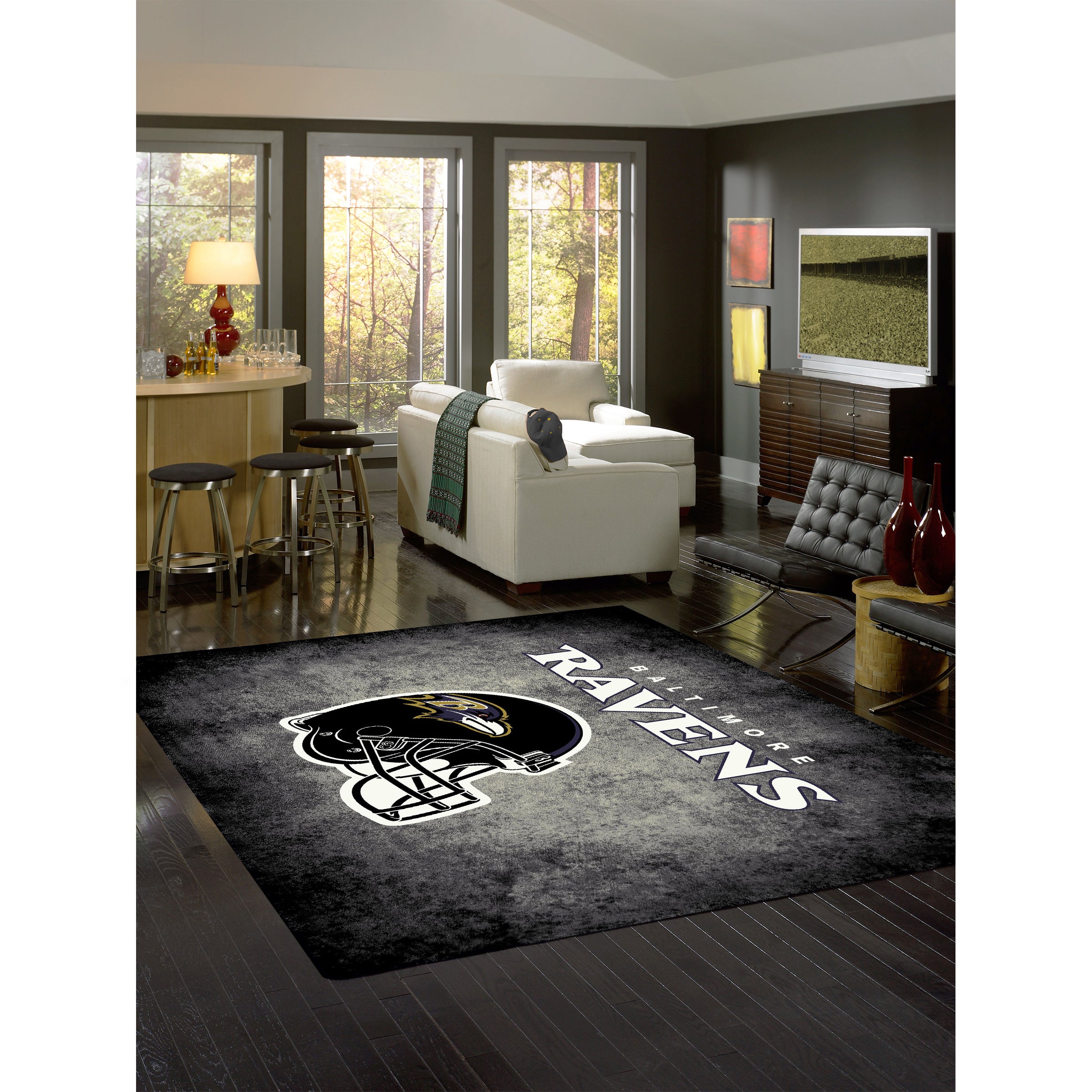 Baltimore Ravens 8x11 Distressed Rug