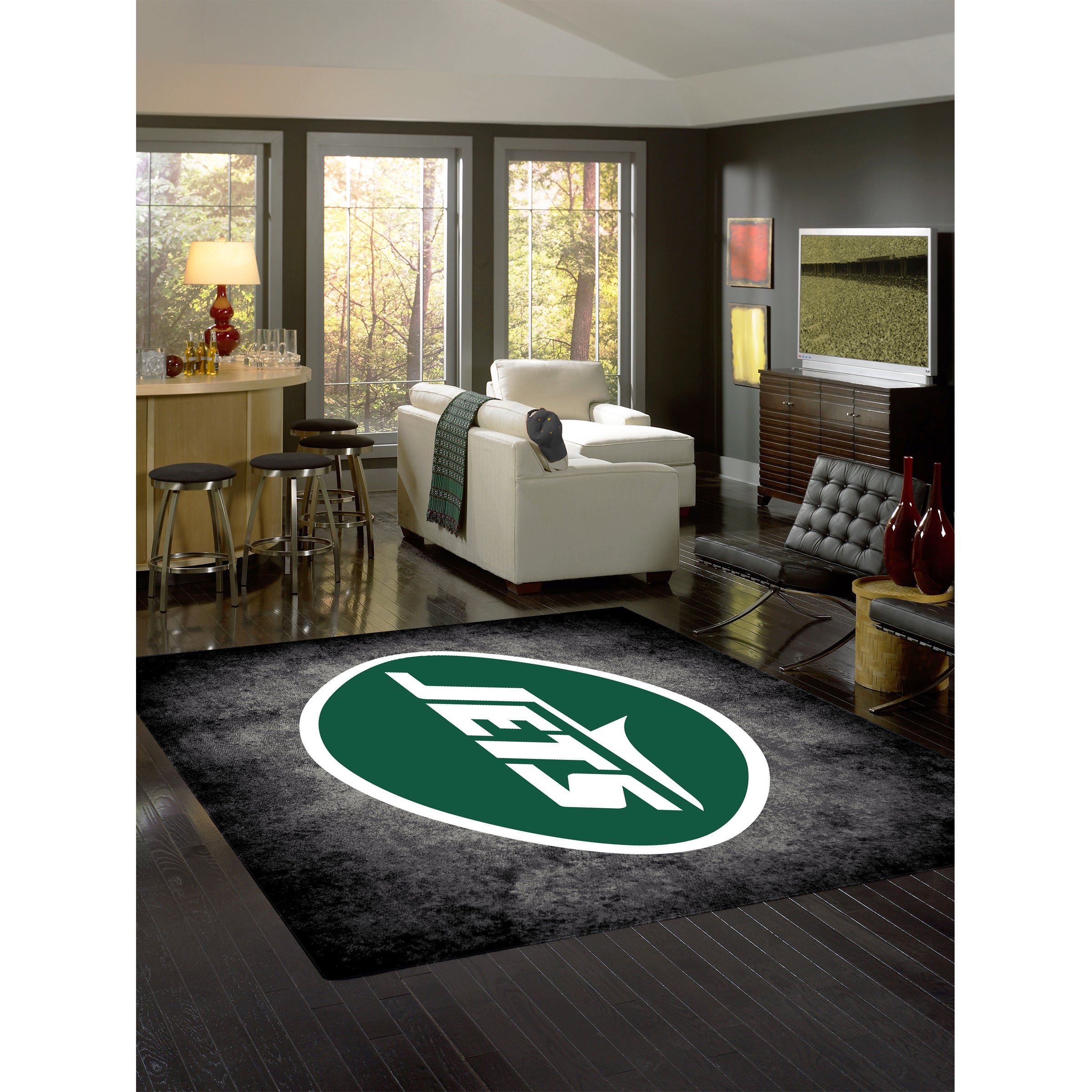 New York Jets 8x11 Distressed Rug