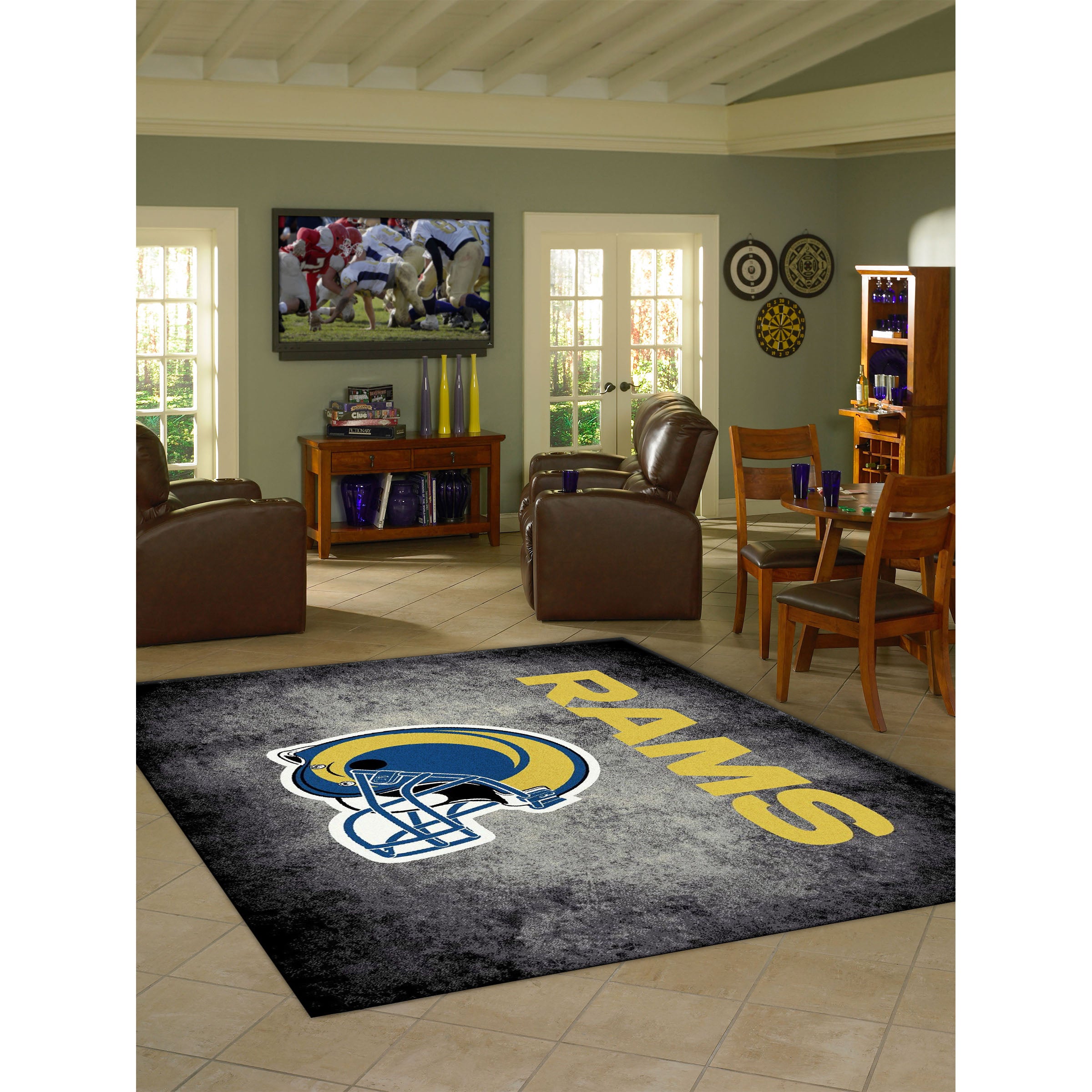 Los Angeles Rams 8x11 Distressed Rug