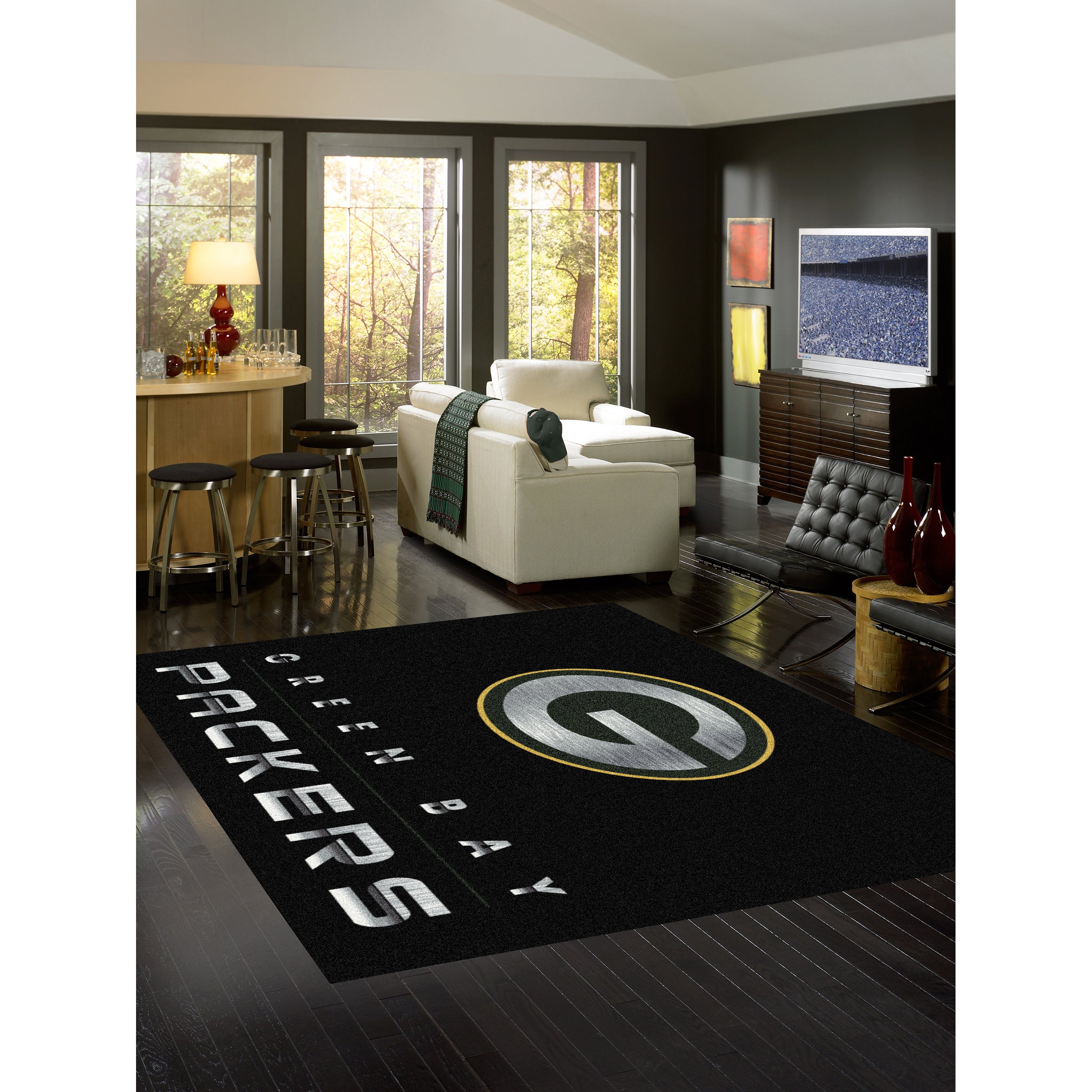 Green Bay Packers 8x11 Chrome Rug