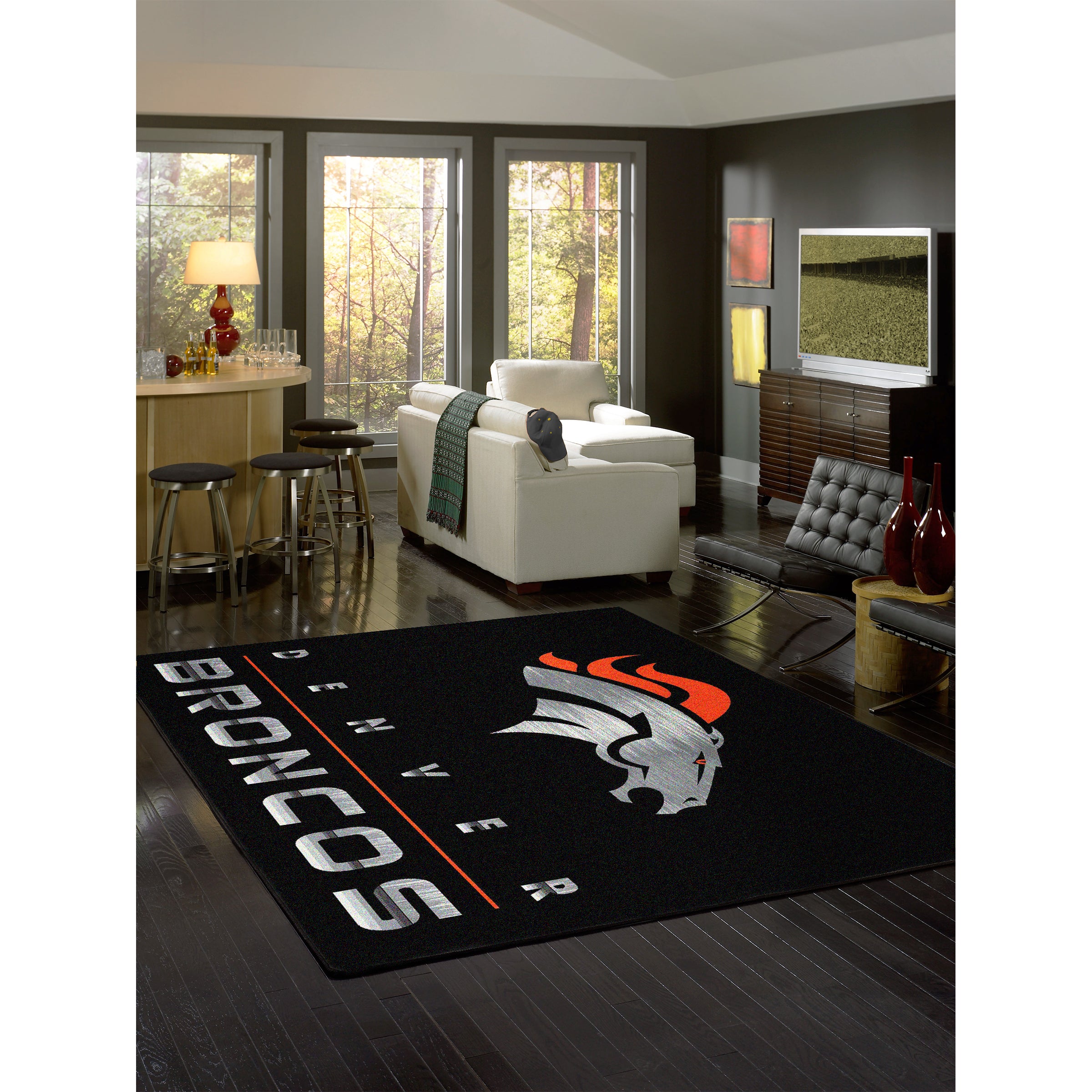 Denver Broncos 8x11 Chrome Rug