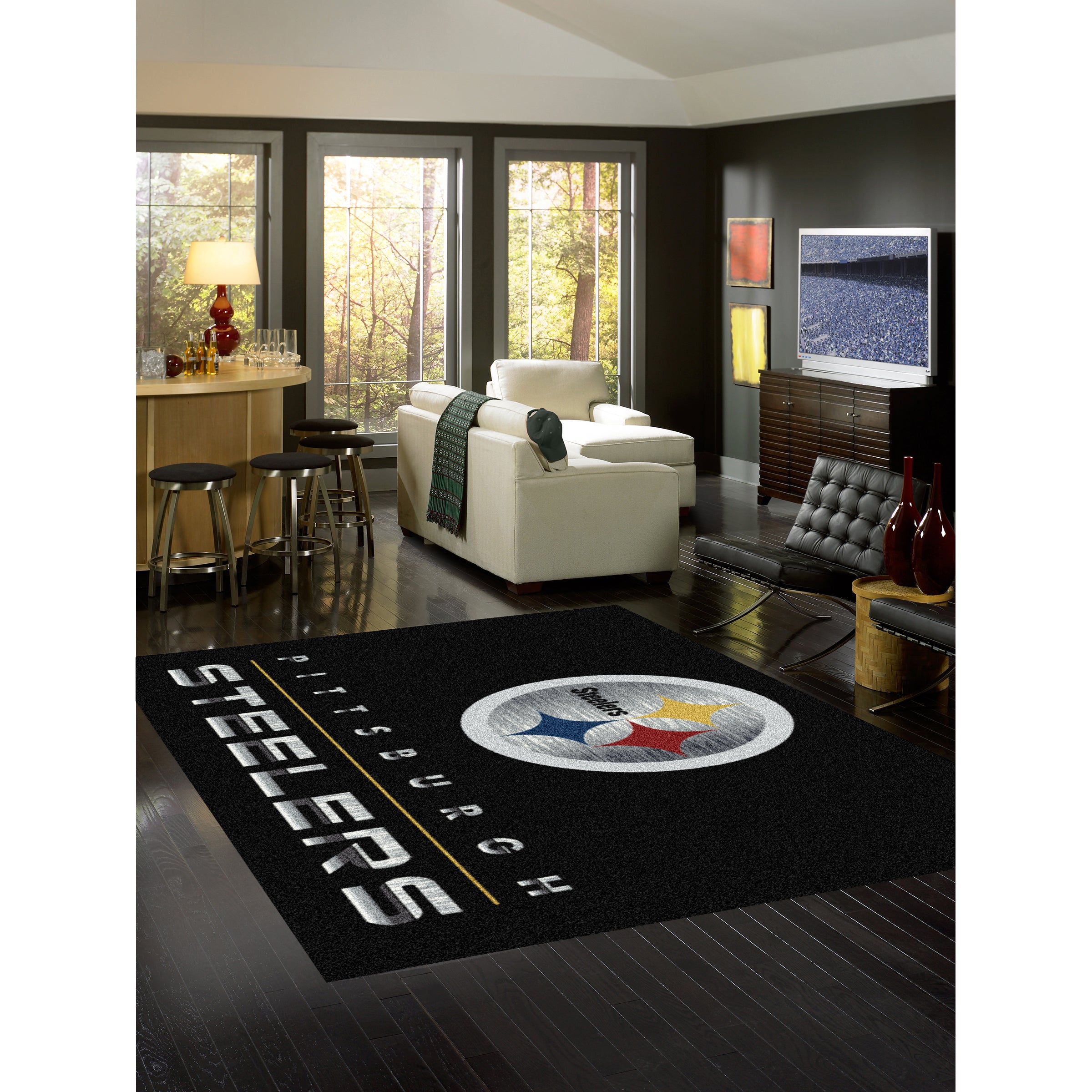 Pittsburgh Steelers 8x11 Chrome Rug