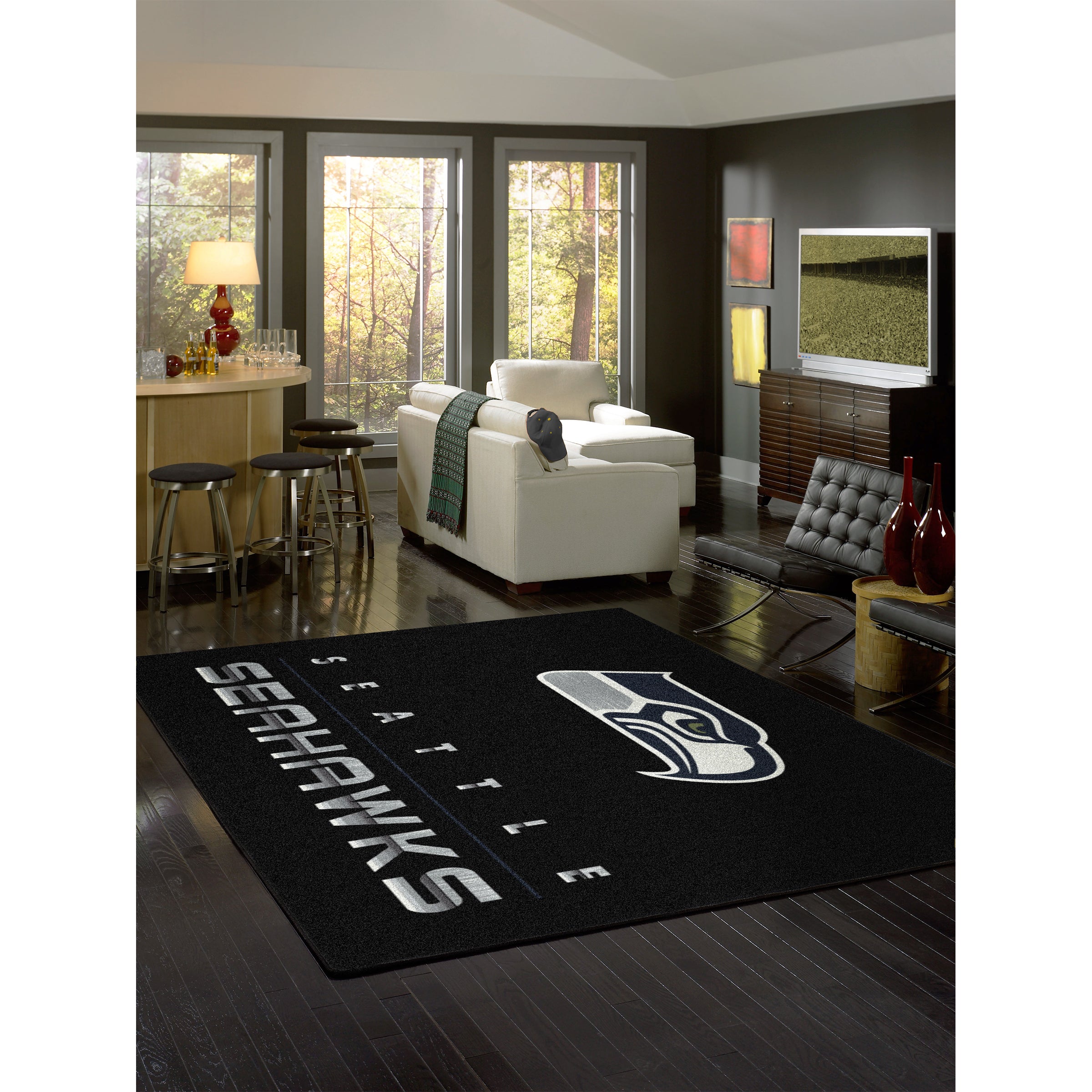 Seattle Seahawks 8x11 Chrome Rug