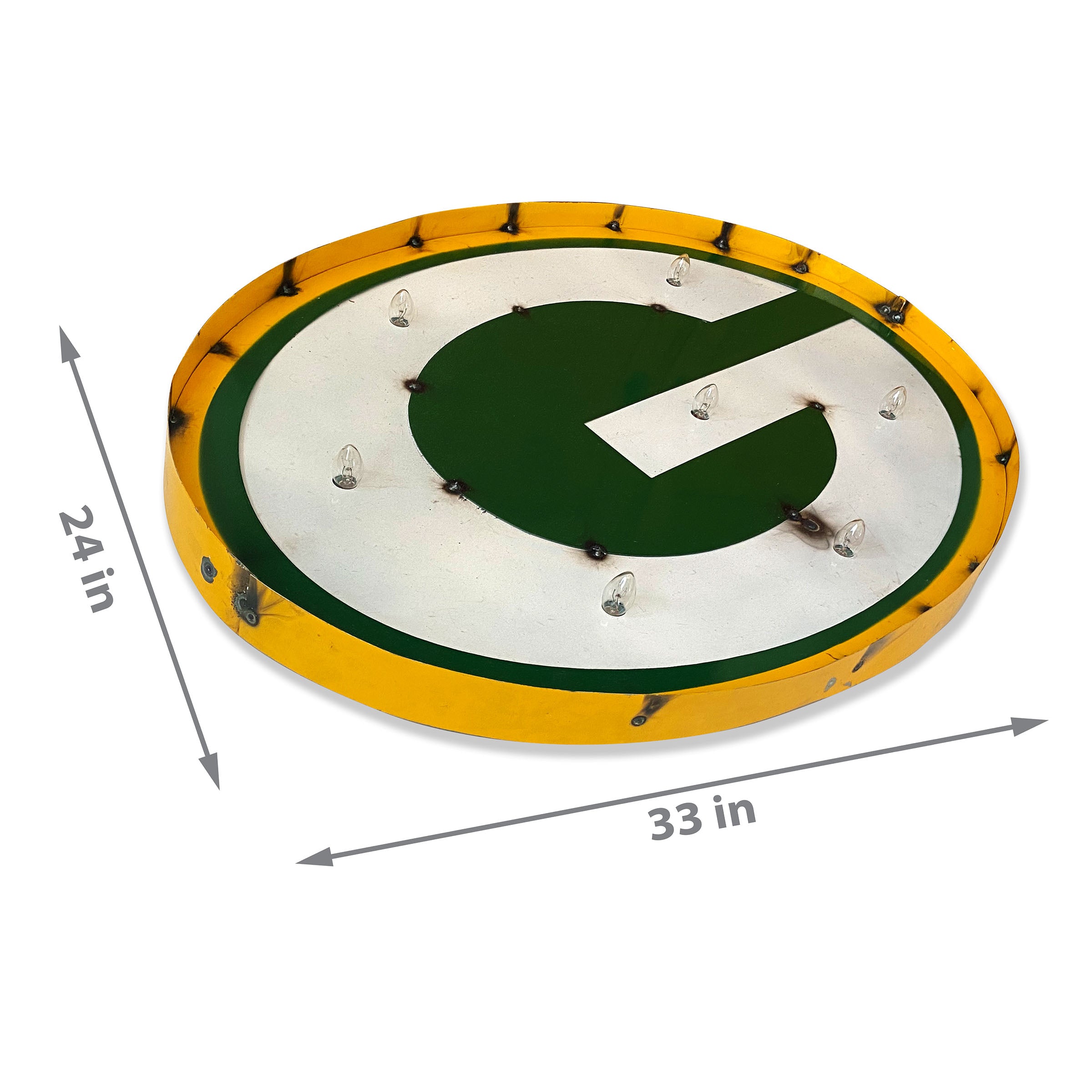 Green Bay Packers Logo Lighted Recycled Metal Sign