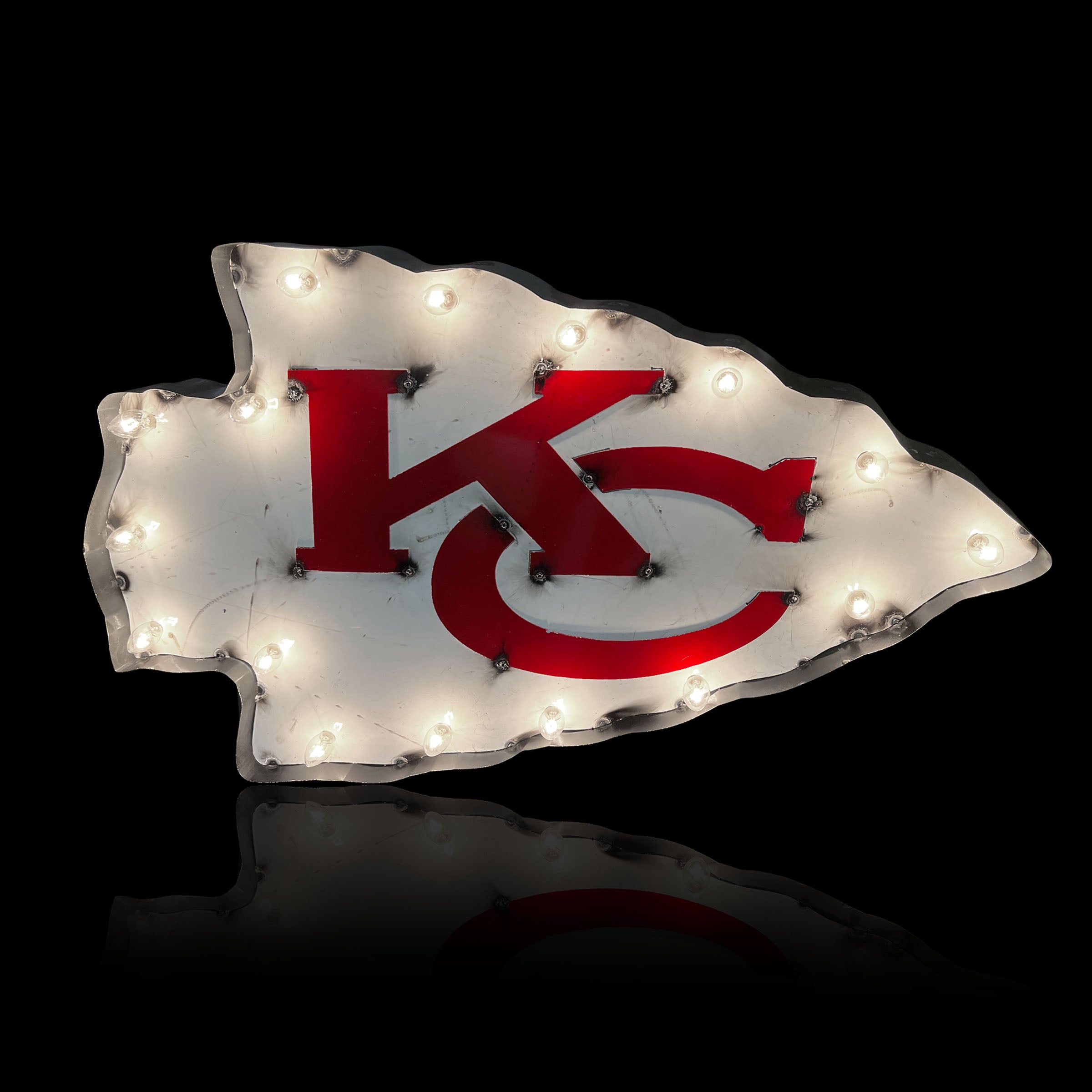 Kansas City Chiefs Lighted Recycled Metal Sign