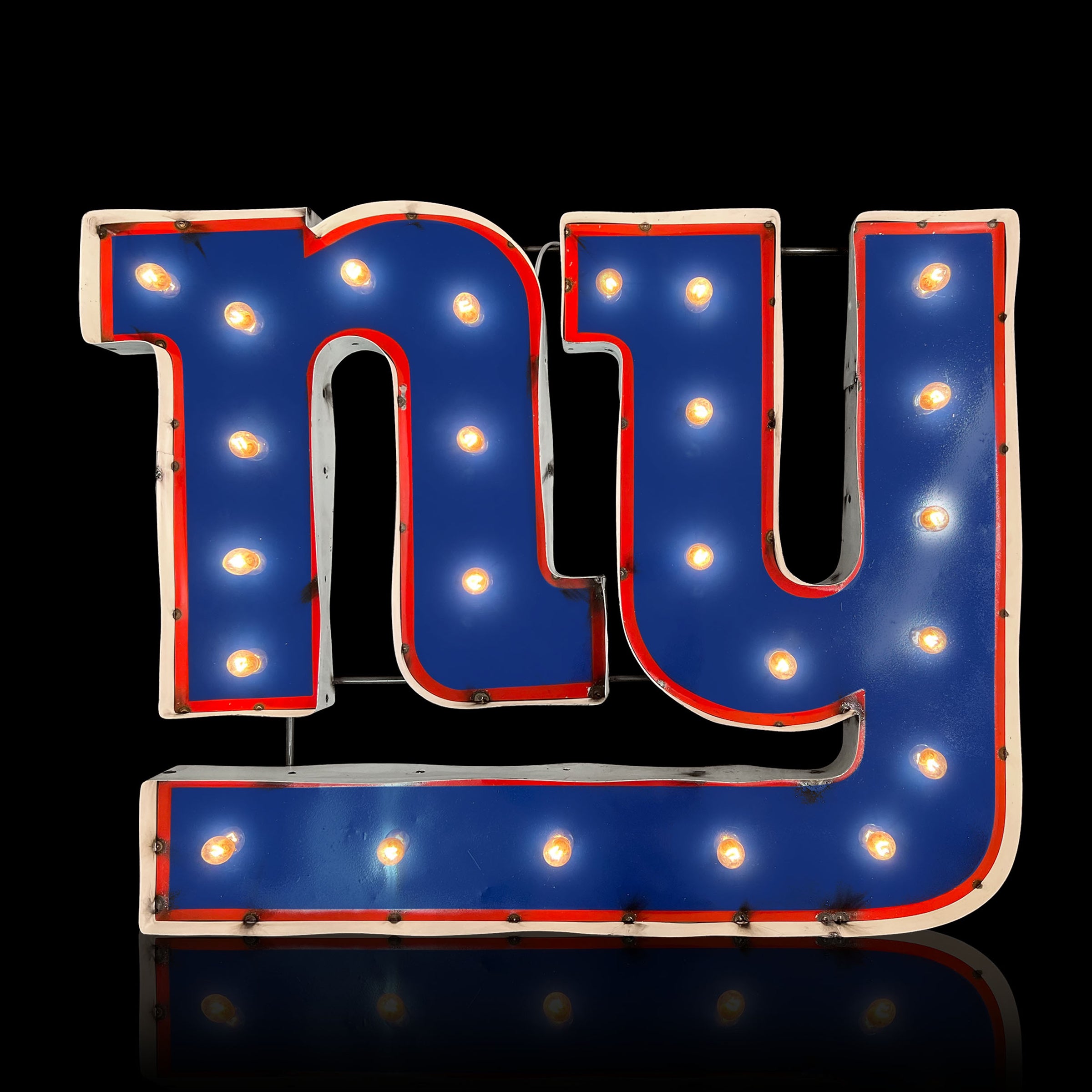 NY Giants Logo Lighted Recycled Metal Sign