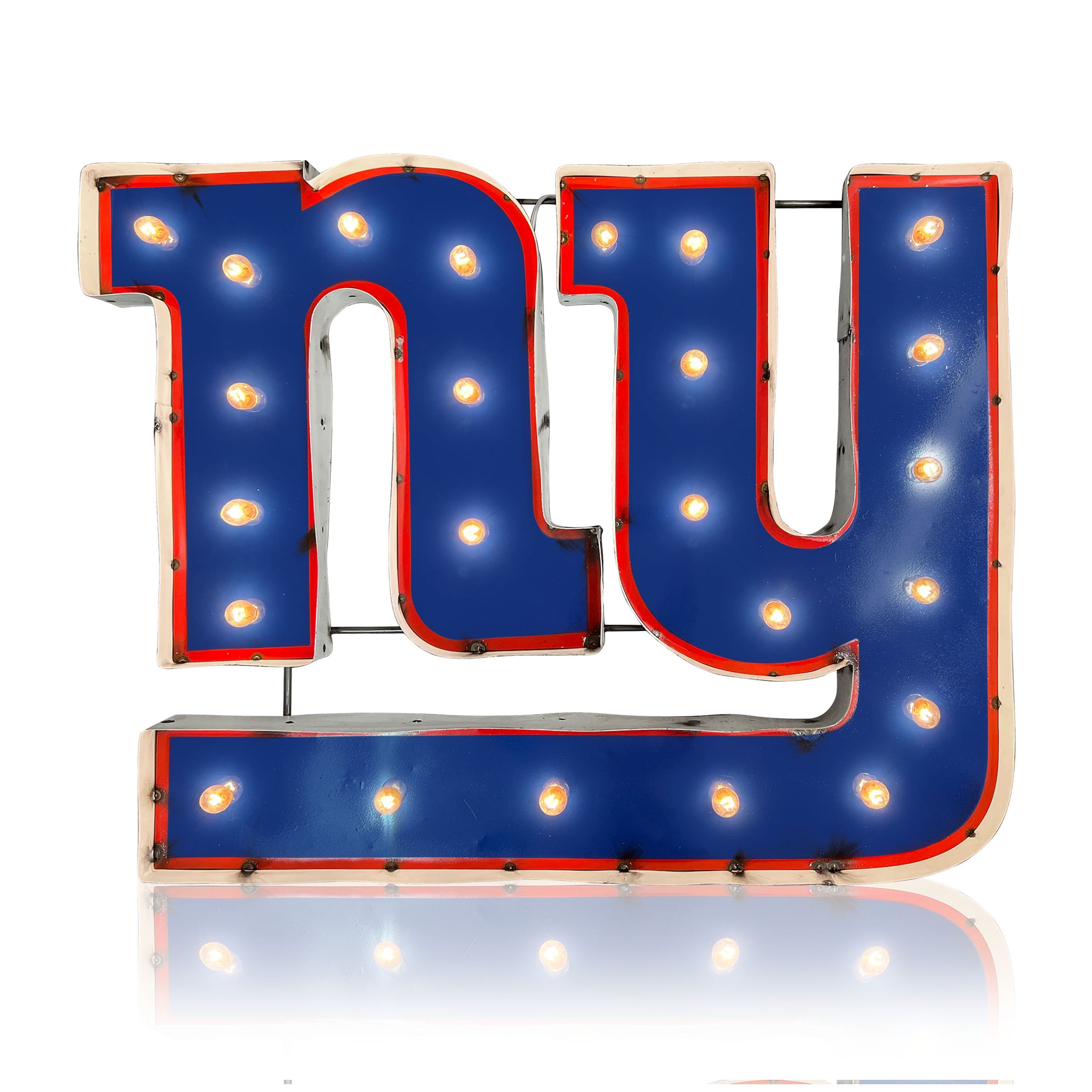 NY Giants Logo Lighted Recycled Metal Sign