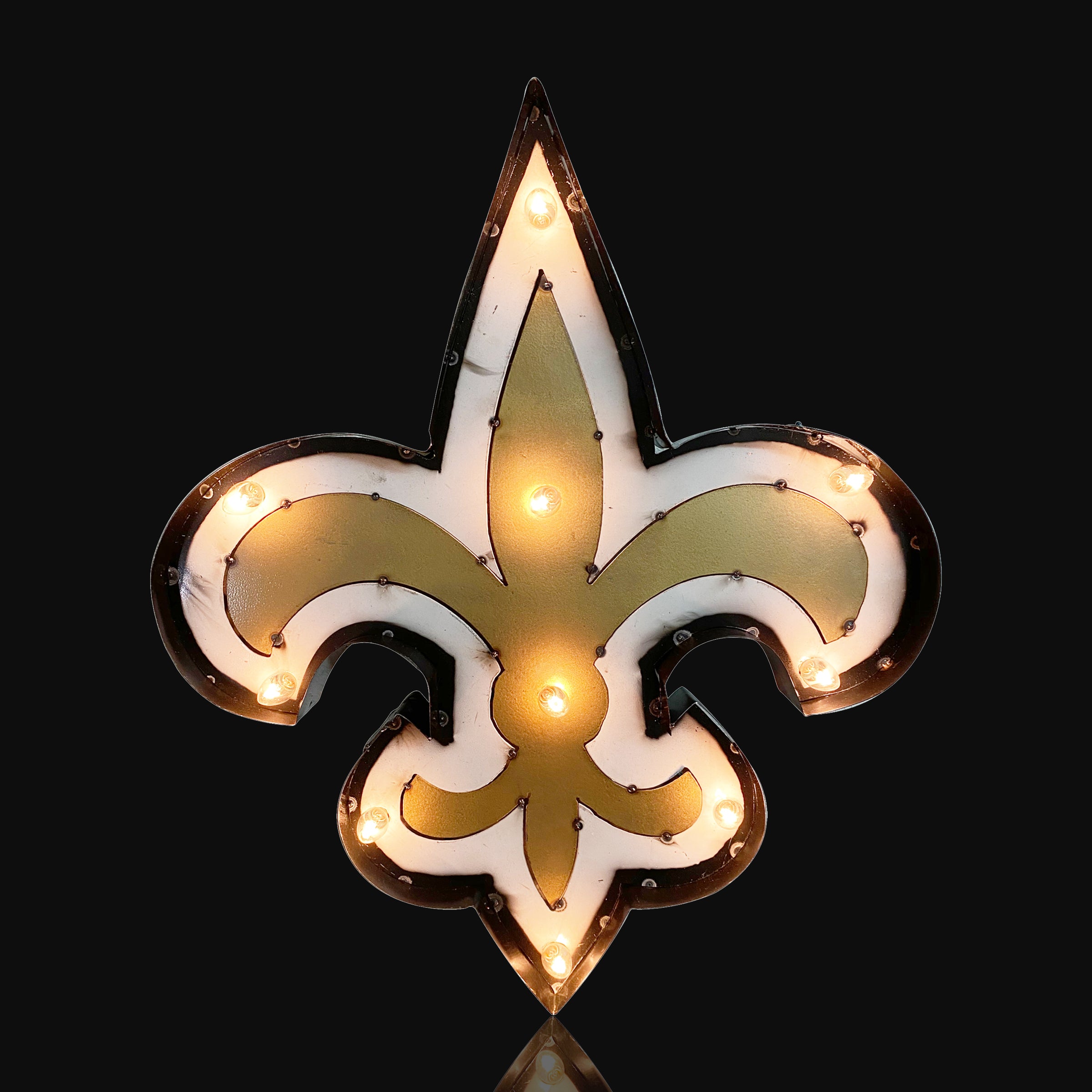 New Orleans Saints Logo Lighted Recycled Metal Sign