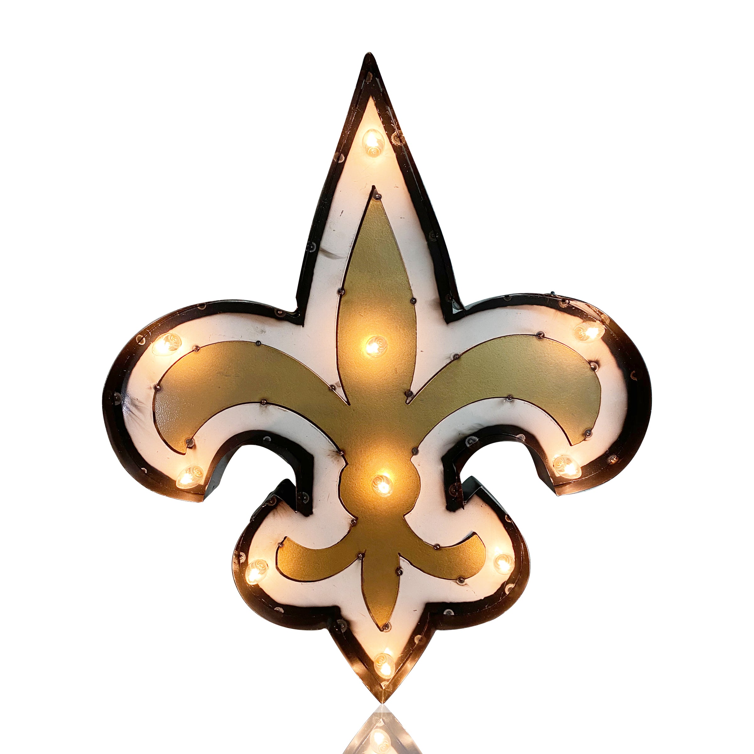 New Orleans Saints Logo Lighted Recycled Metal Sign