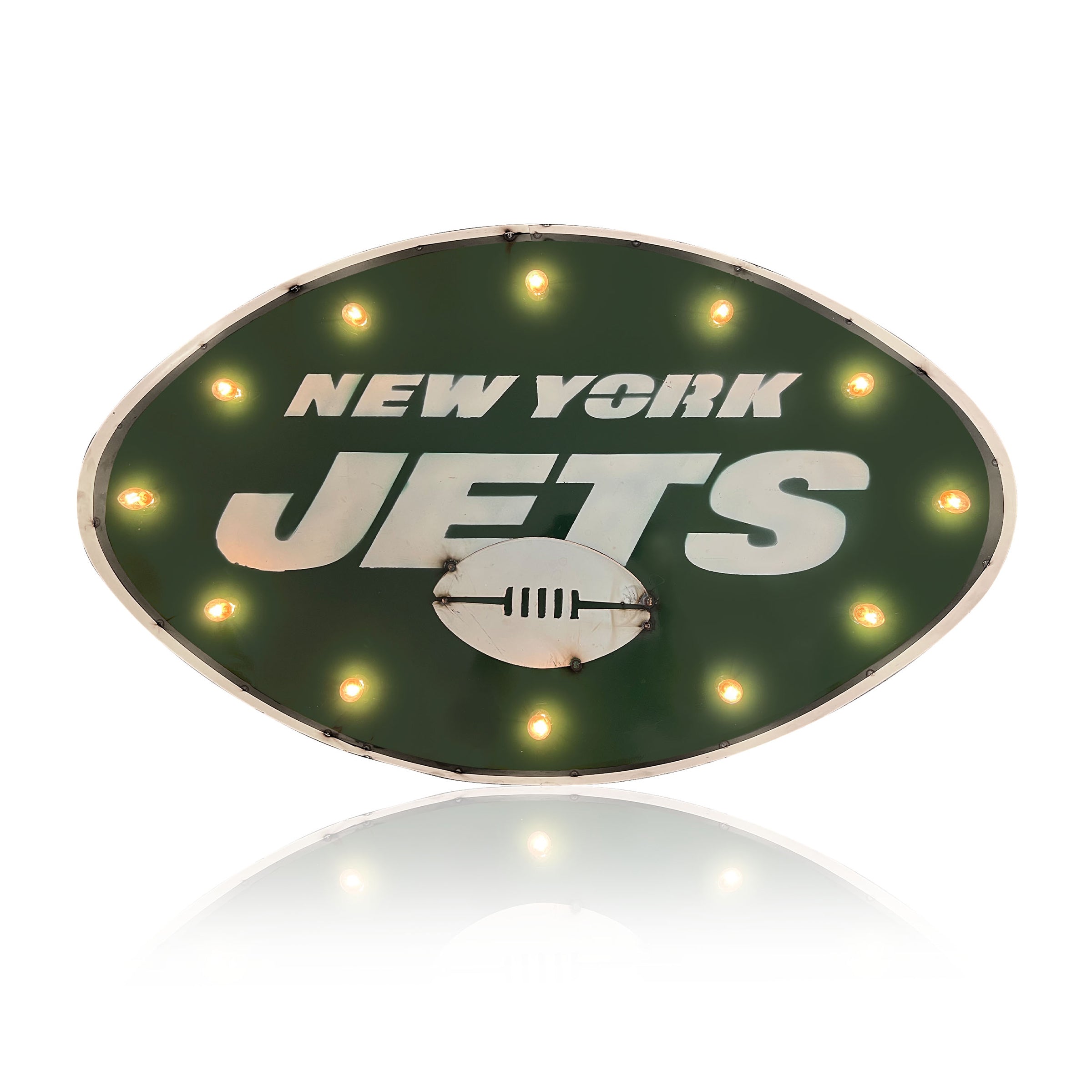 NY Jets Logo Lighted Recycled Metal Sign