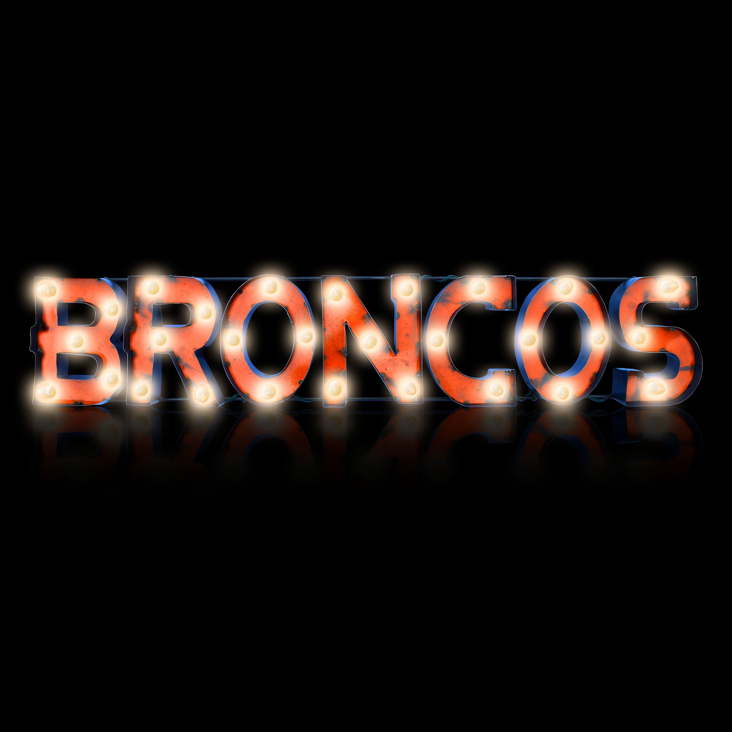 Denver Broncos Lighted Recycled Metal Sign