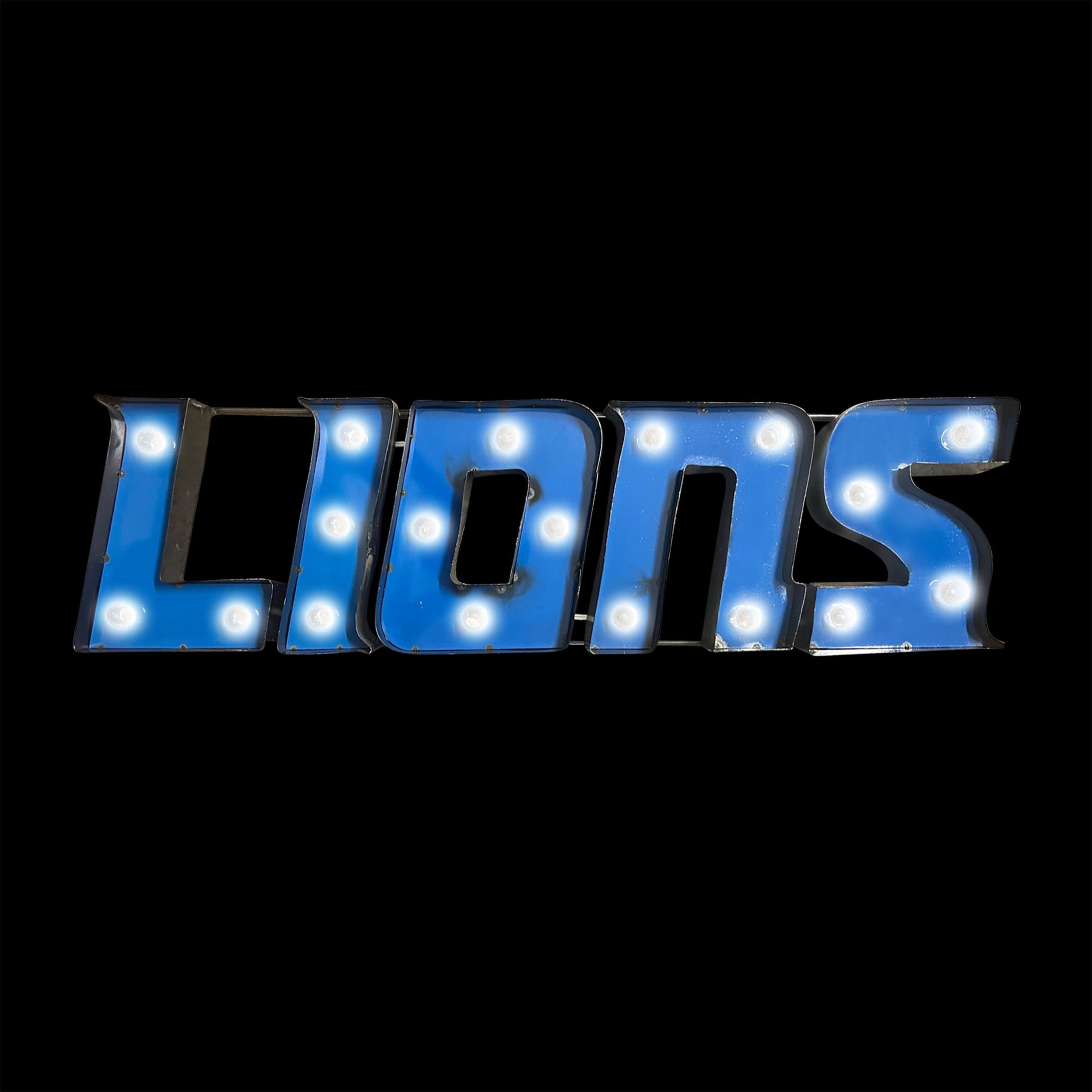 Detroit Lions Lighted Recycled Metal Sign