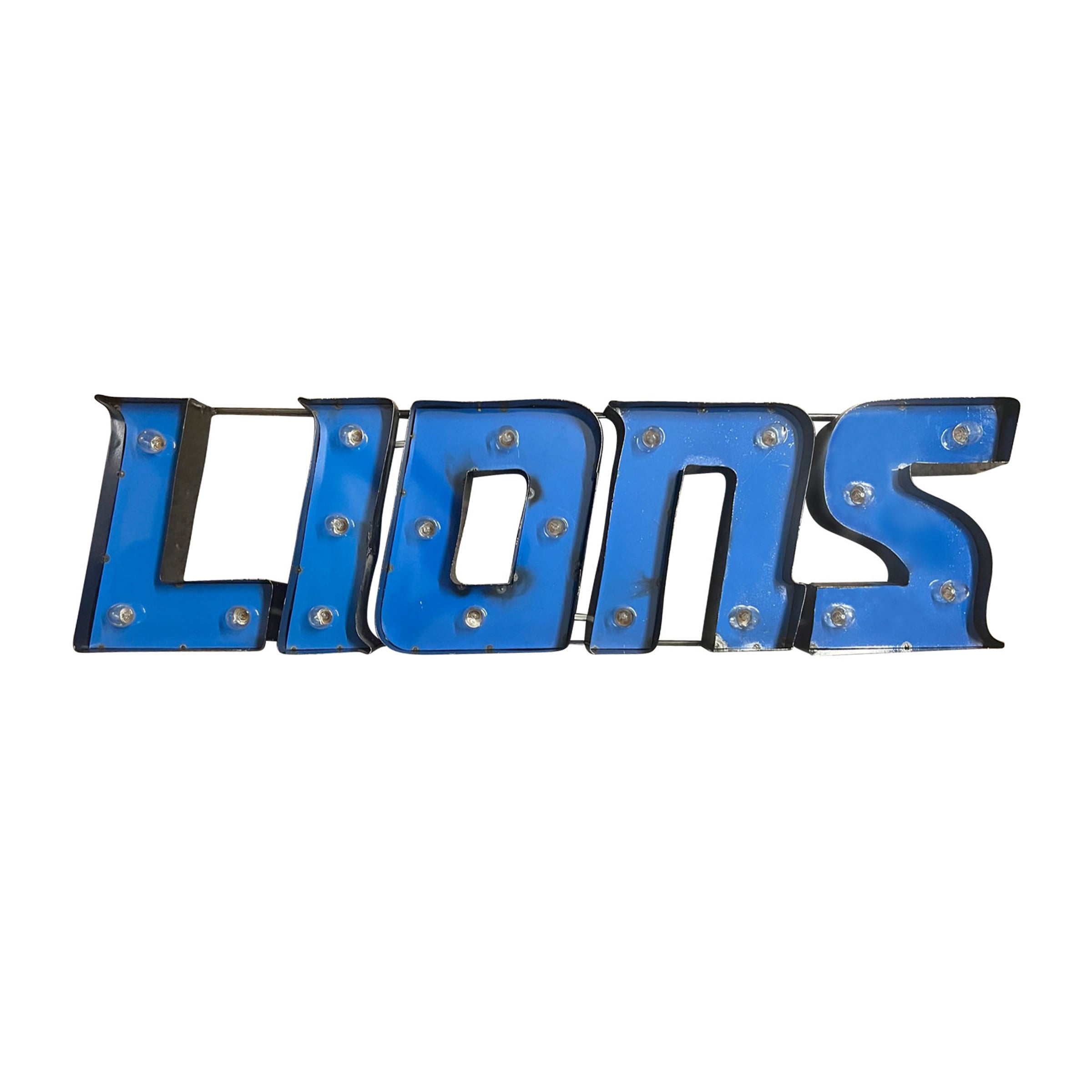 Detroit Lions Lighted Recycled Metal Sign