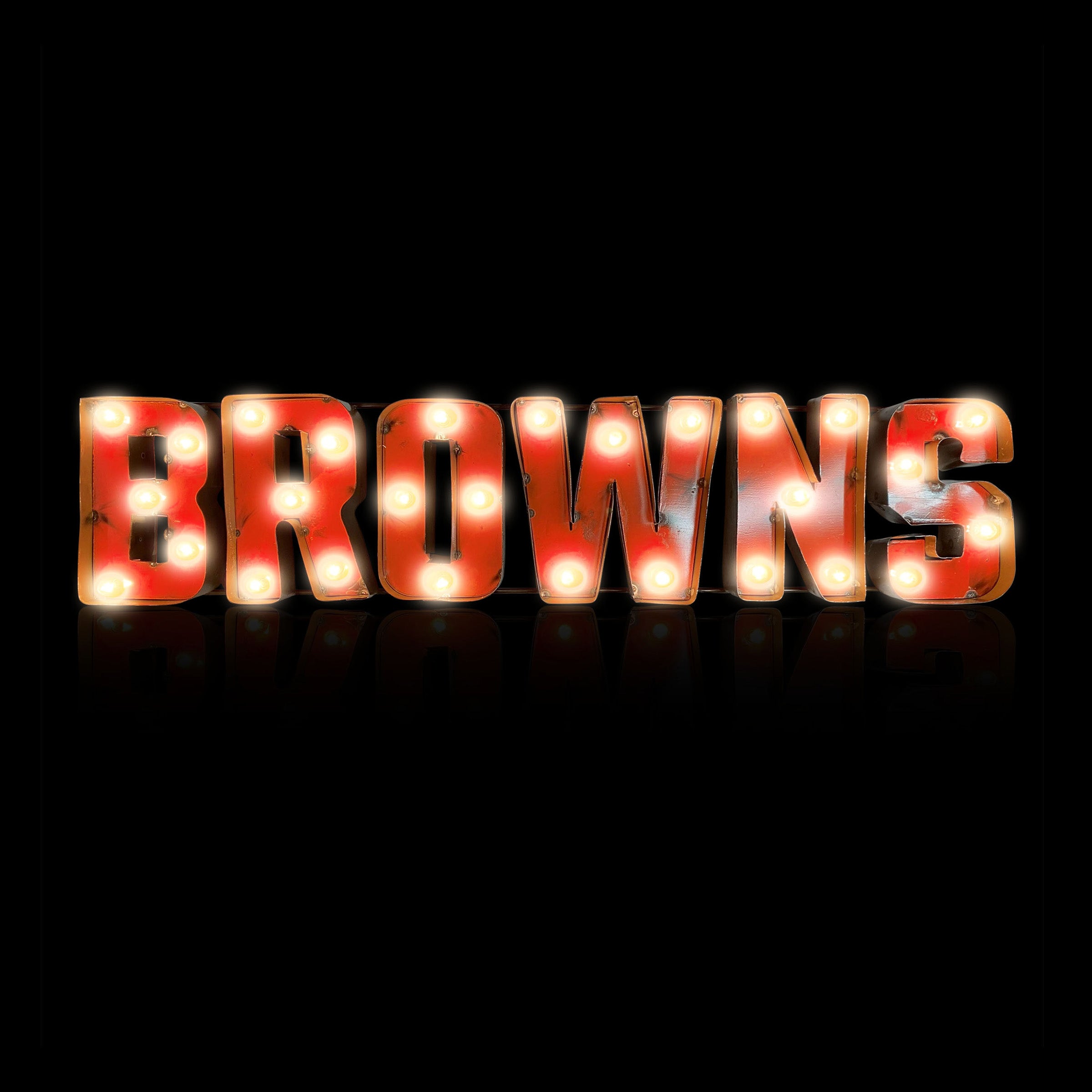 Cleveland Browns Lighted Recycled Metal Sign