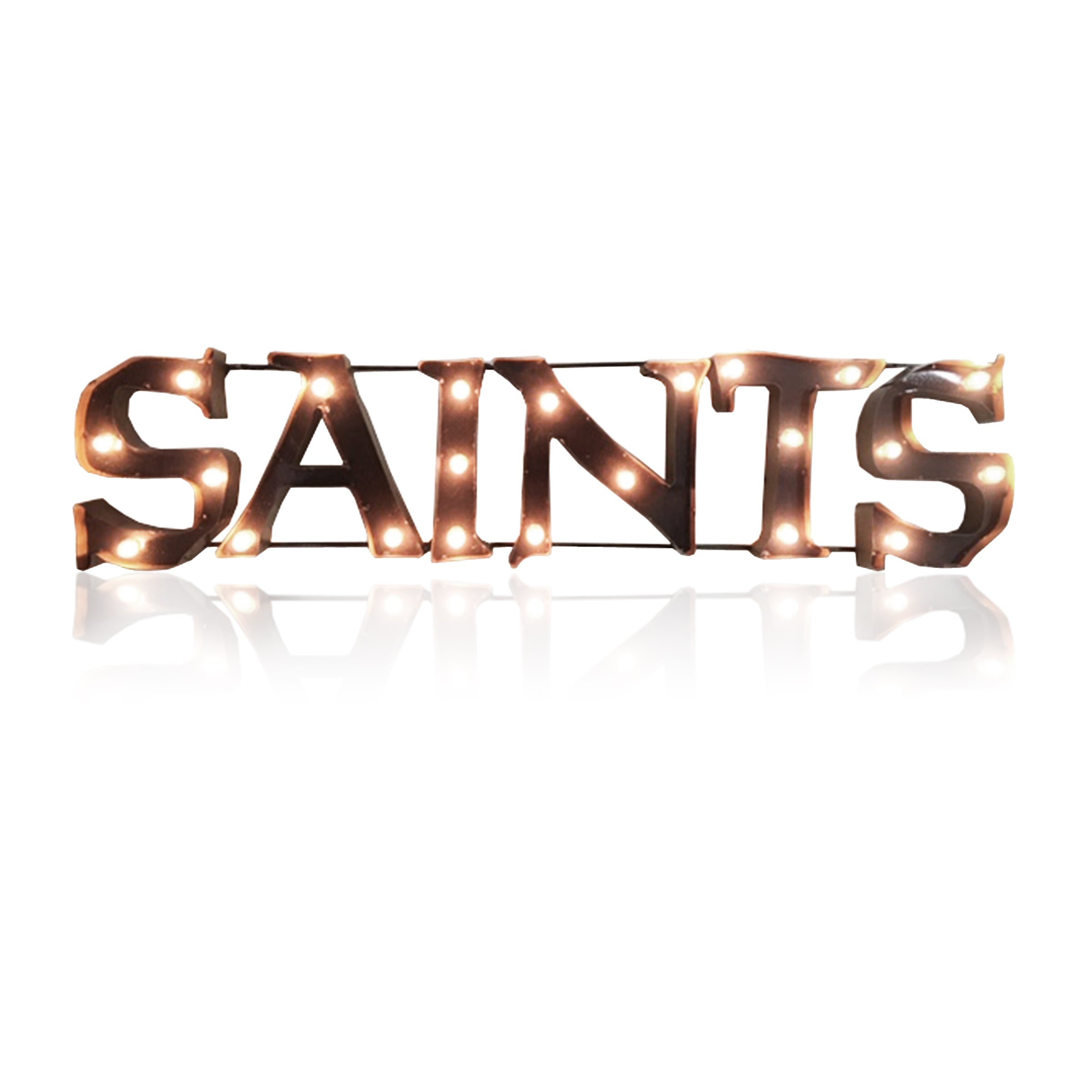 New Orleans Saints Lighted Recycled Metal Sign