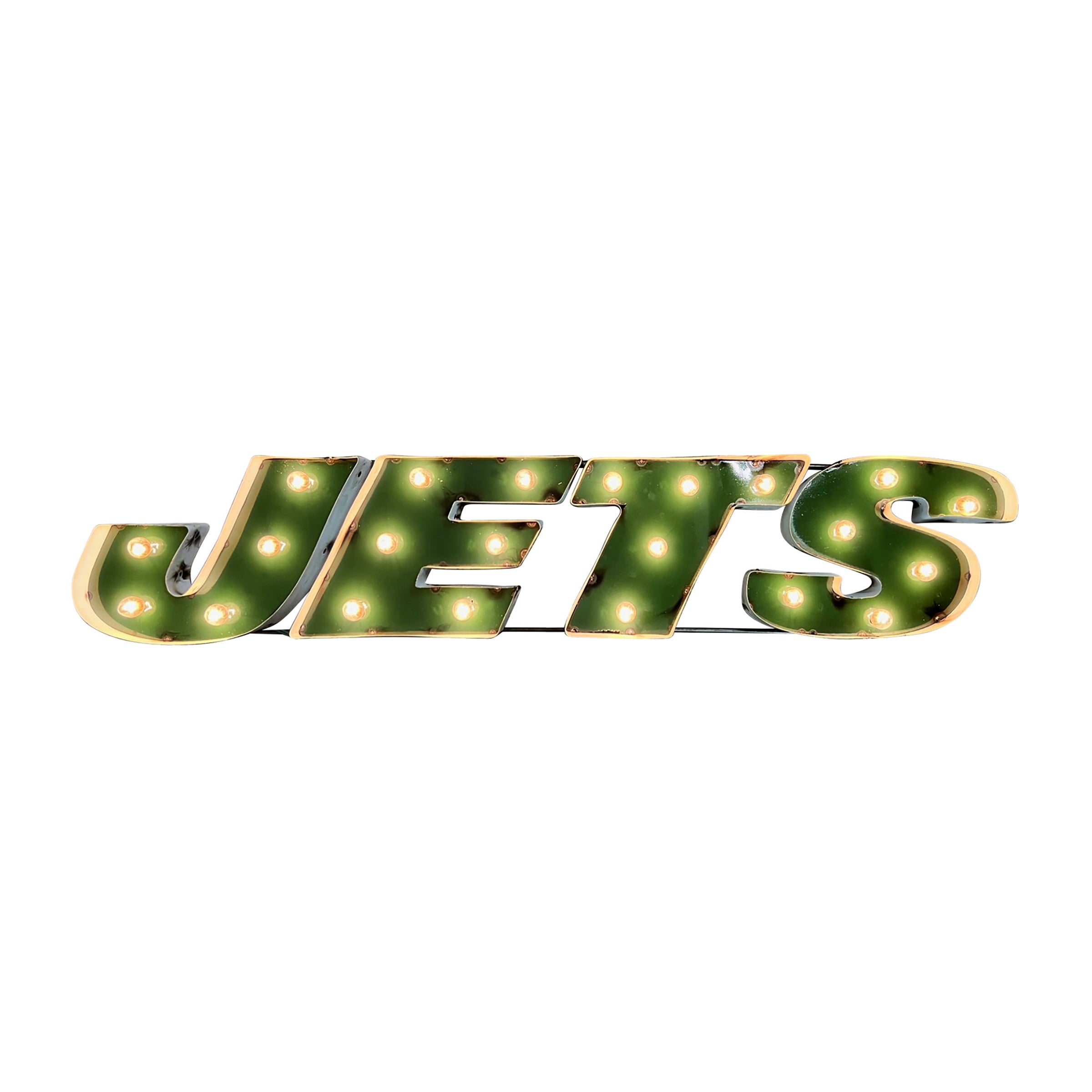 NY Jets Lighted Recycled Metal Sign