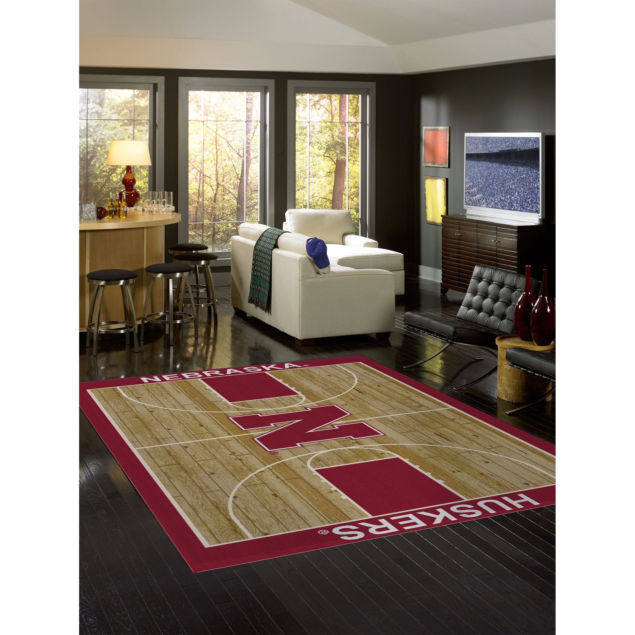 University Of Nebraska 8x11 Courtside Rug