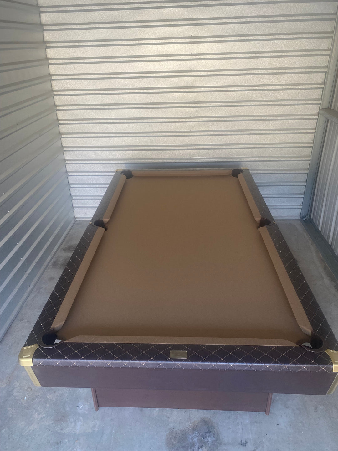 Custom Brown Leather Hawthorn Brunswick Pool Table