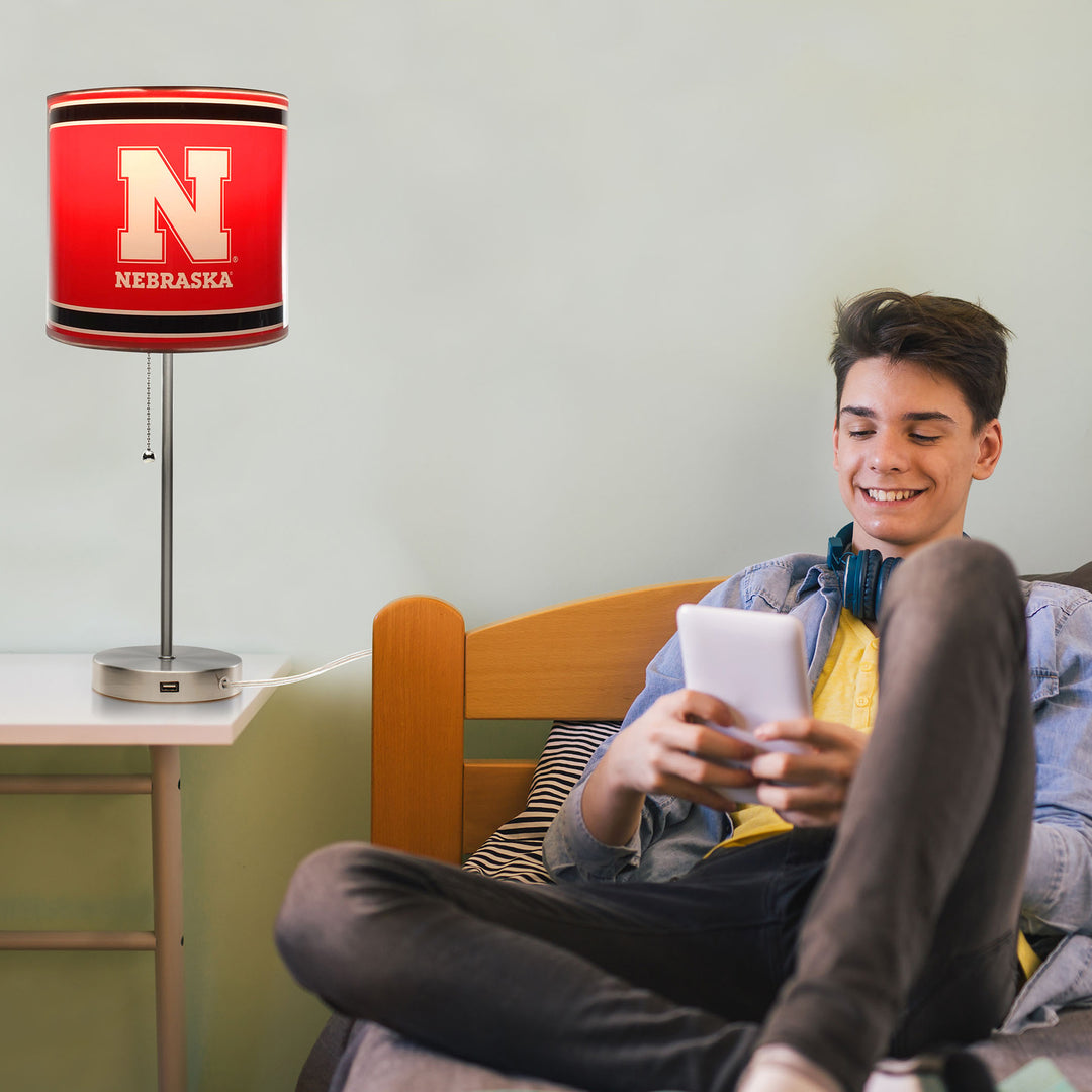 University Of Nebraska Chrome Lamp