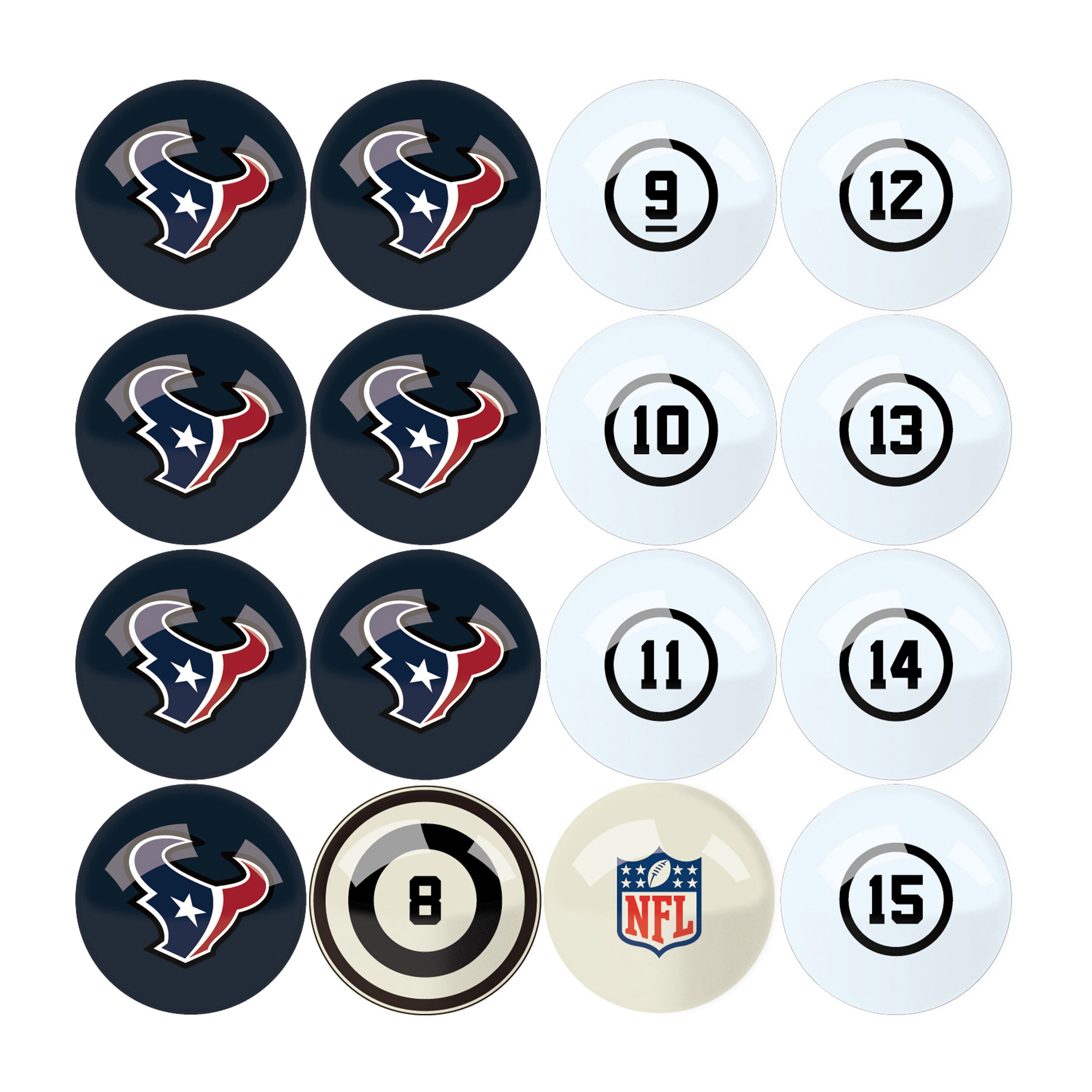 Houston Texans Billiard Balls With Numbers