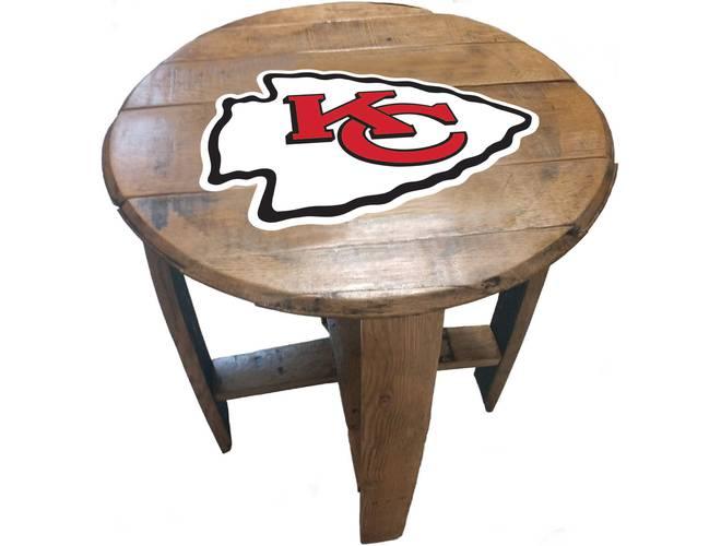 Imperial USA Officially Licensed NFL Oak Barrel Side Table - Kansas City Chiefs