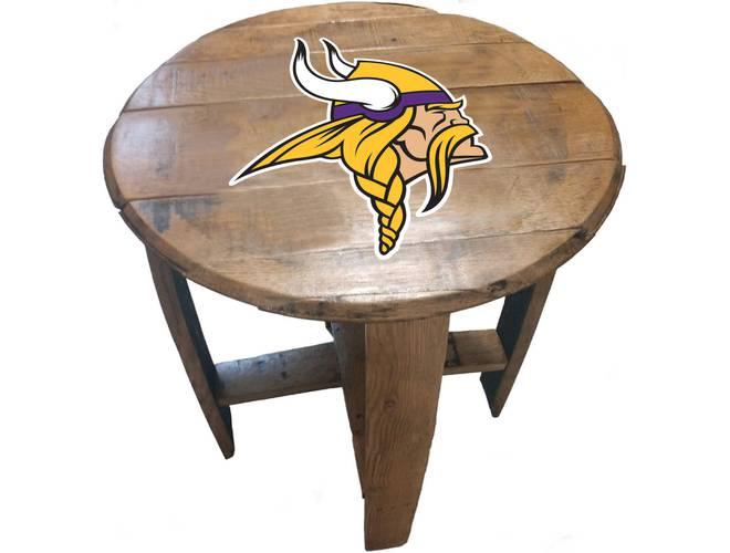 Imperial USA Officially Licensed NFL Oak Barrel Side Table - Minnesota Vikings
