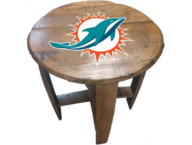 Imperial USA Officially Licensed NFL Oak Barrel Side Table - Miami Dolphins