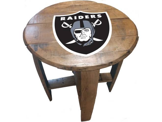 Imperial USA Officially Licensed NFL Oak Barrel Side Table - Las Vegas Raiders