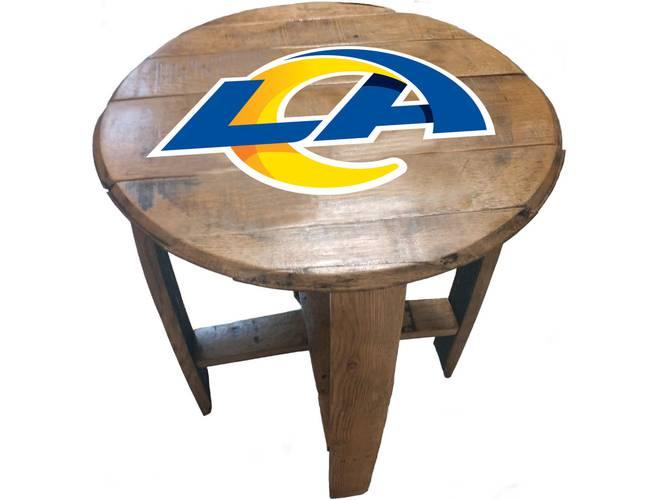 Imperial USA Officially Licensed NFL Oak Barrel Side Table - Los Angeles Rams
