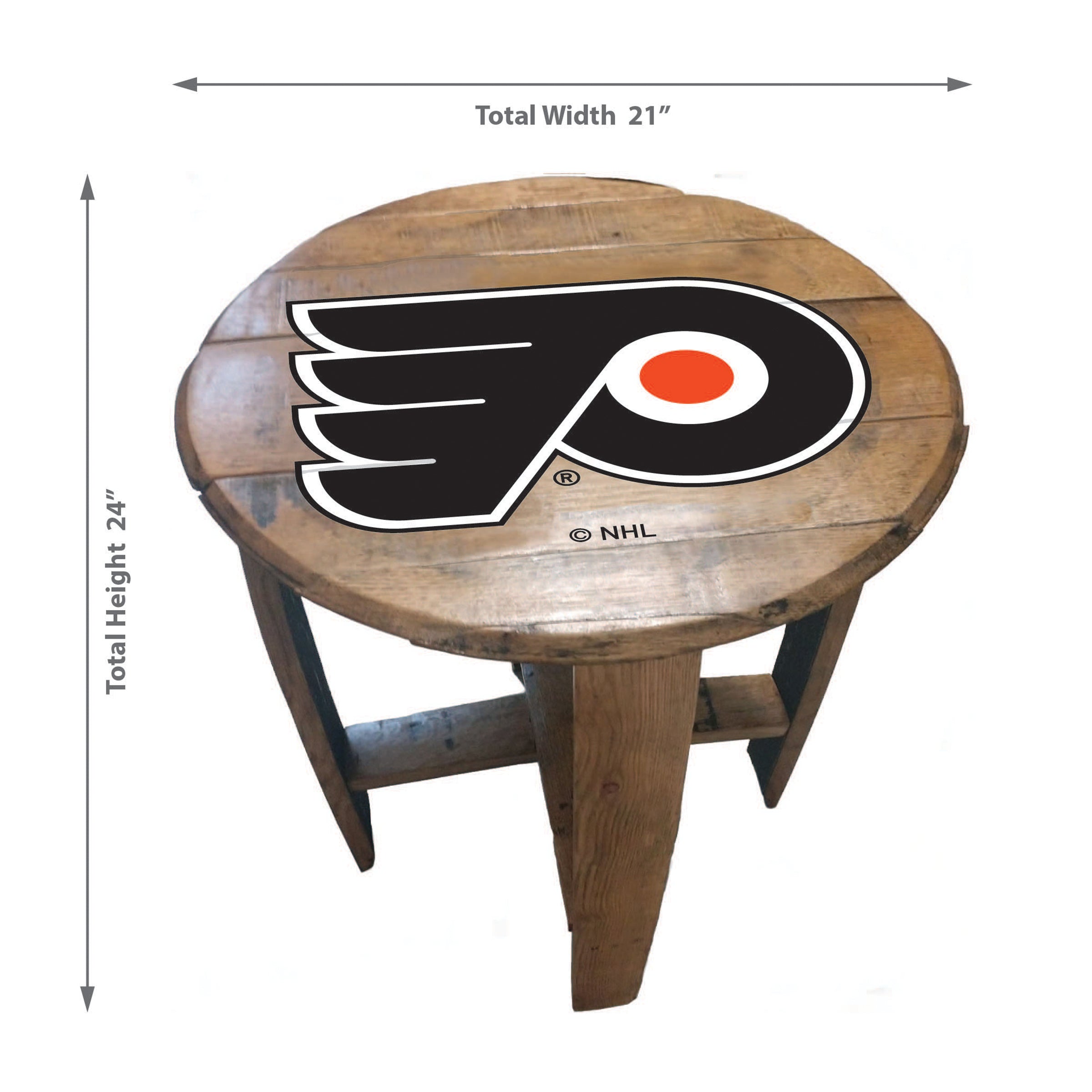 Philadelphia Flyers Oak Barrel Table