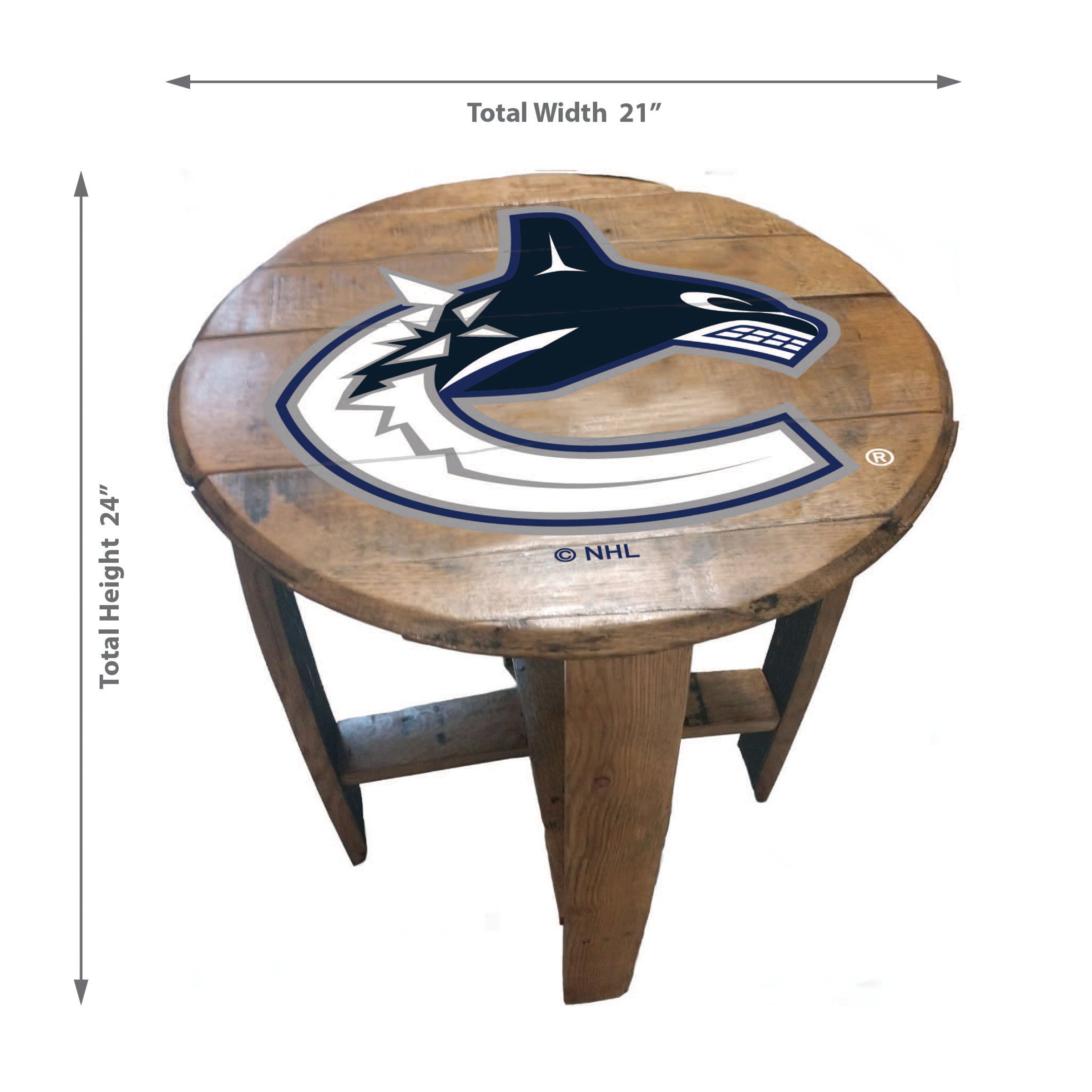 Vancouver Canucks Oak Barrel Table