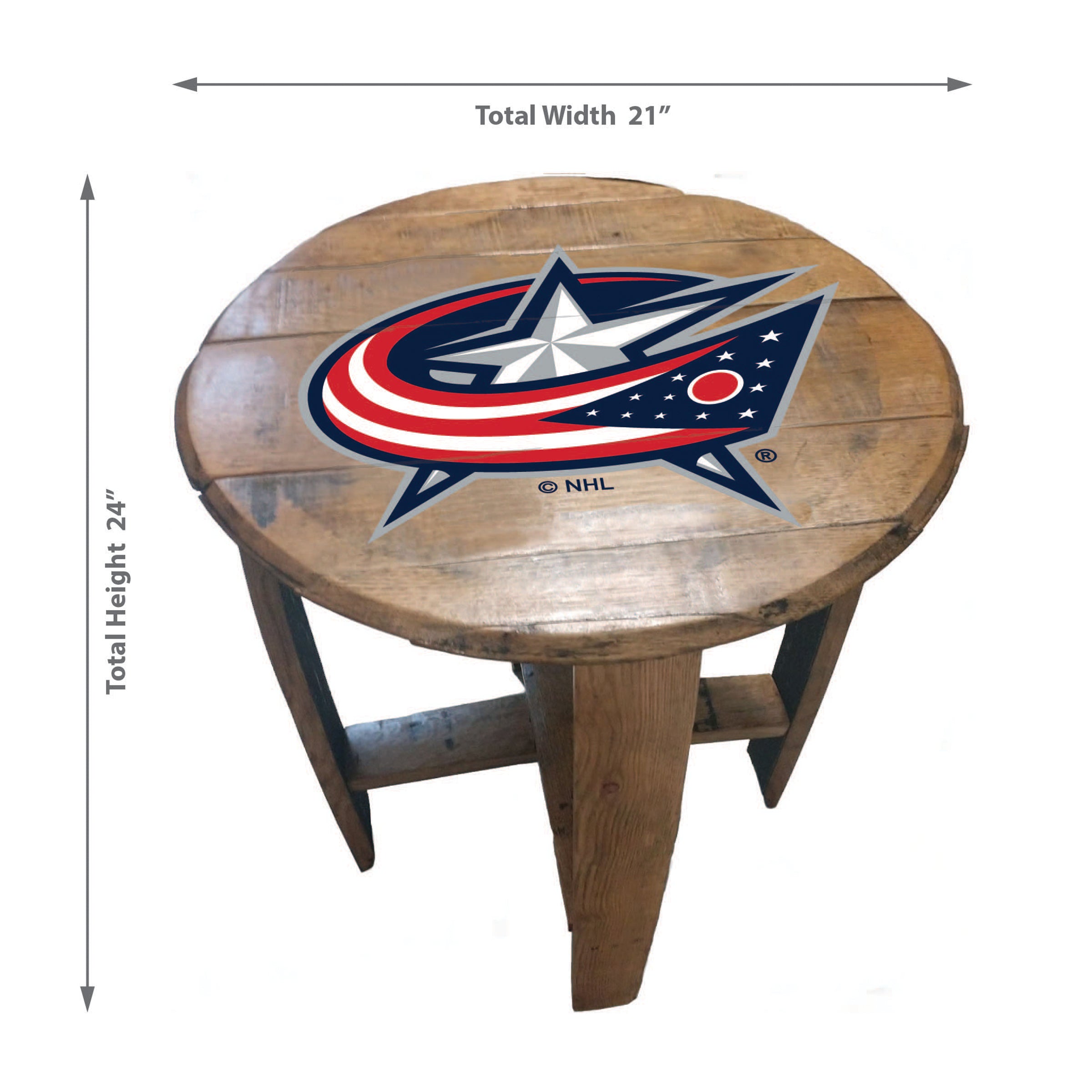 Columbus Blue Jackets Oak Barrel Table