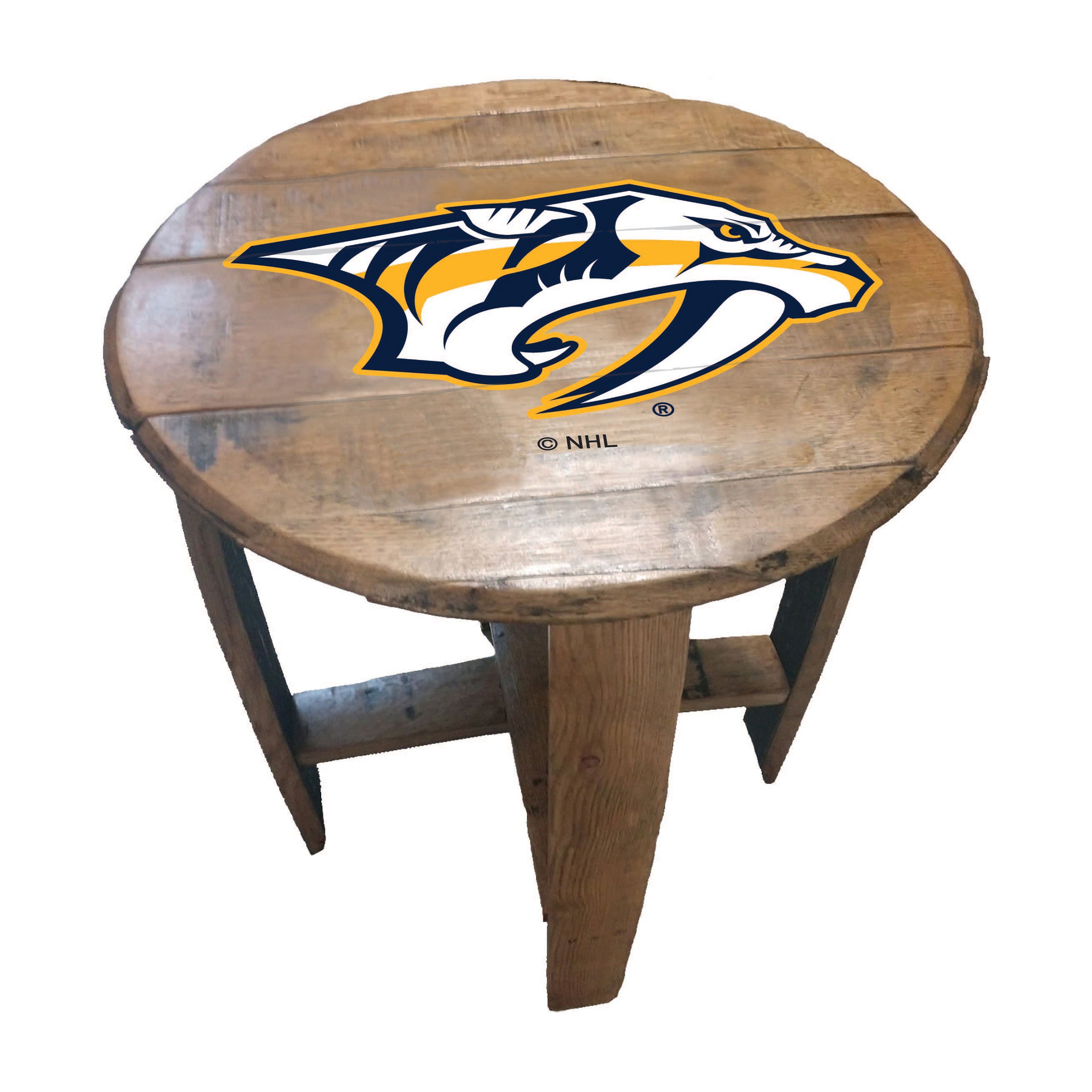 Nashville Predators Oak Barrel Table