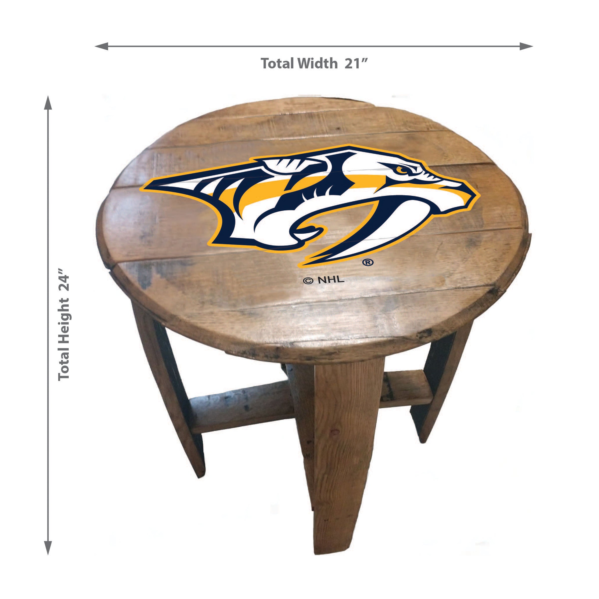 Nashville Predators Oak Barrel Table