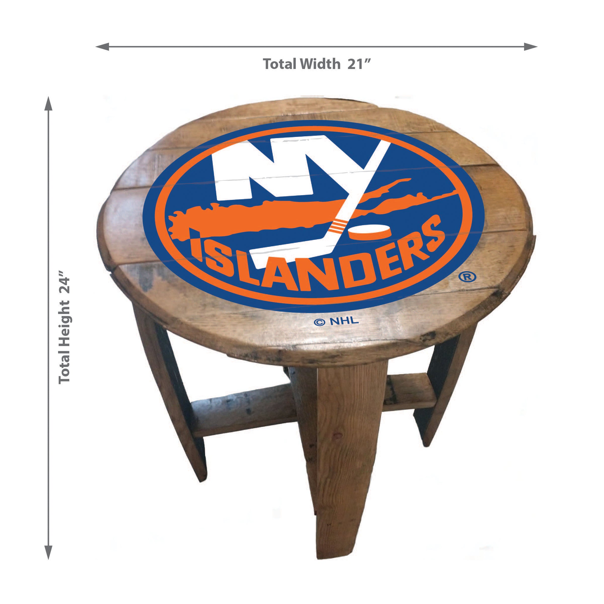 New York Islanders Oak Barrel Table