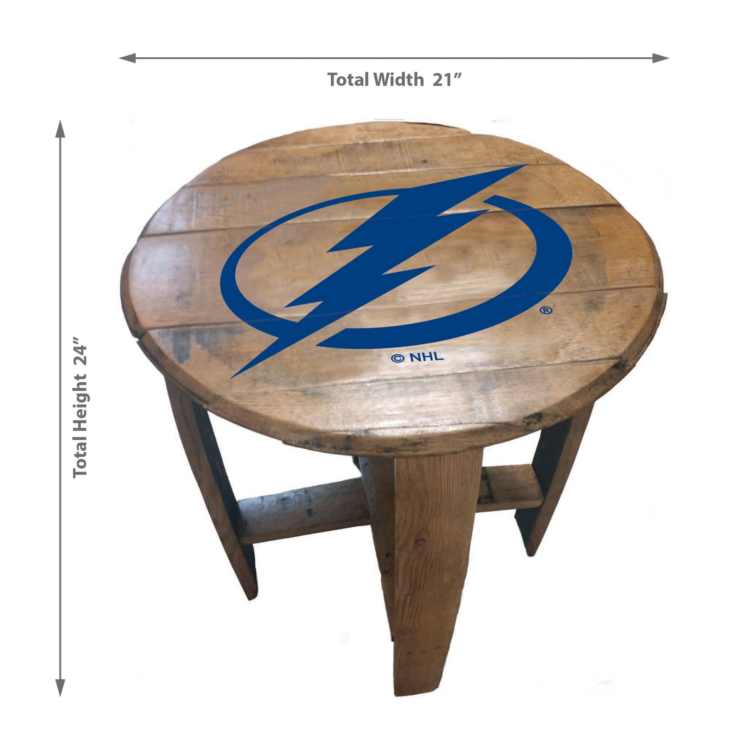 Tampa Bay Lightning Oak Barrel Table