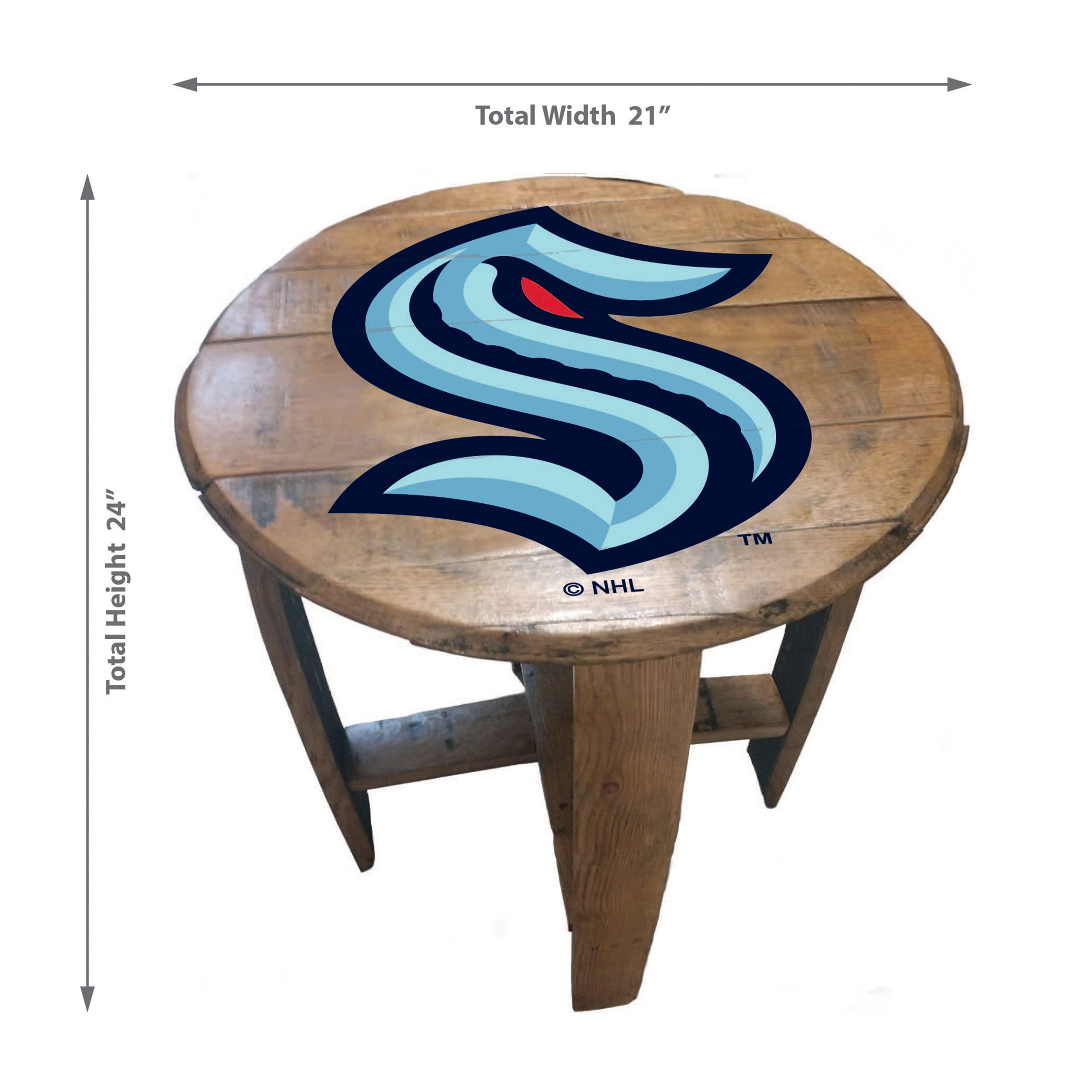 Seattle Kraken Oak Barrel Table