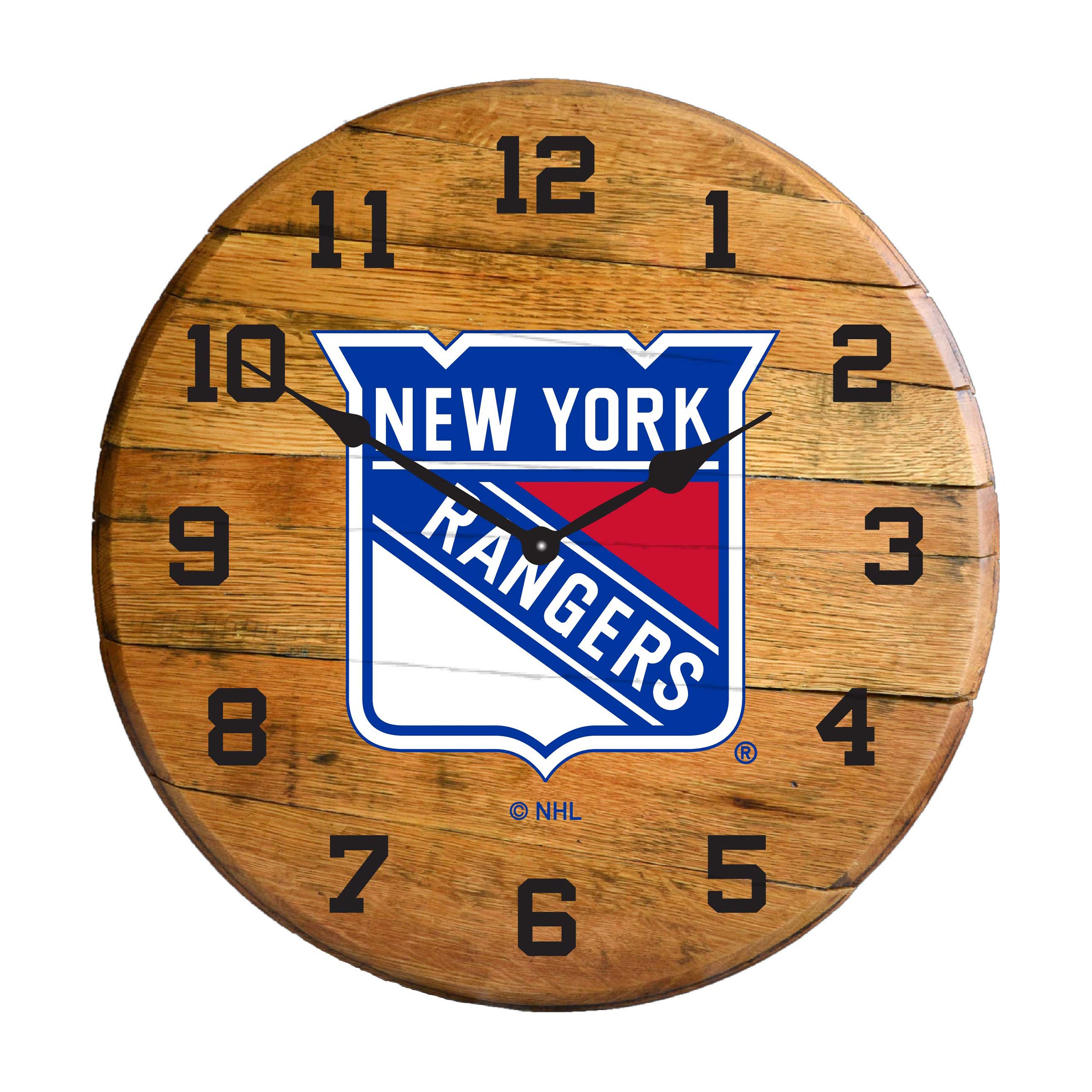 New York Rangers Oak Barrel Clock