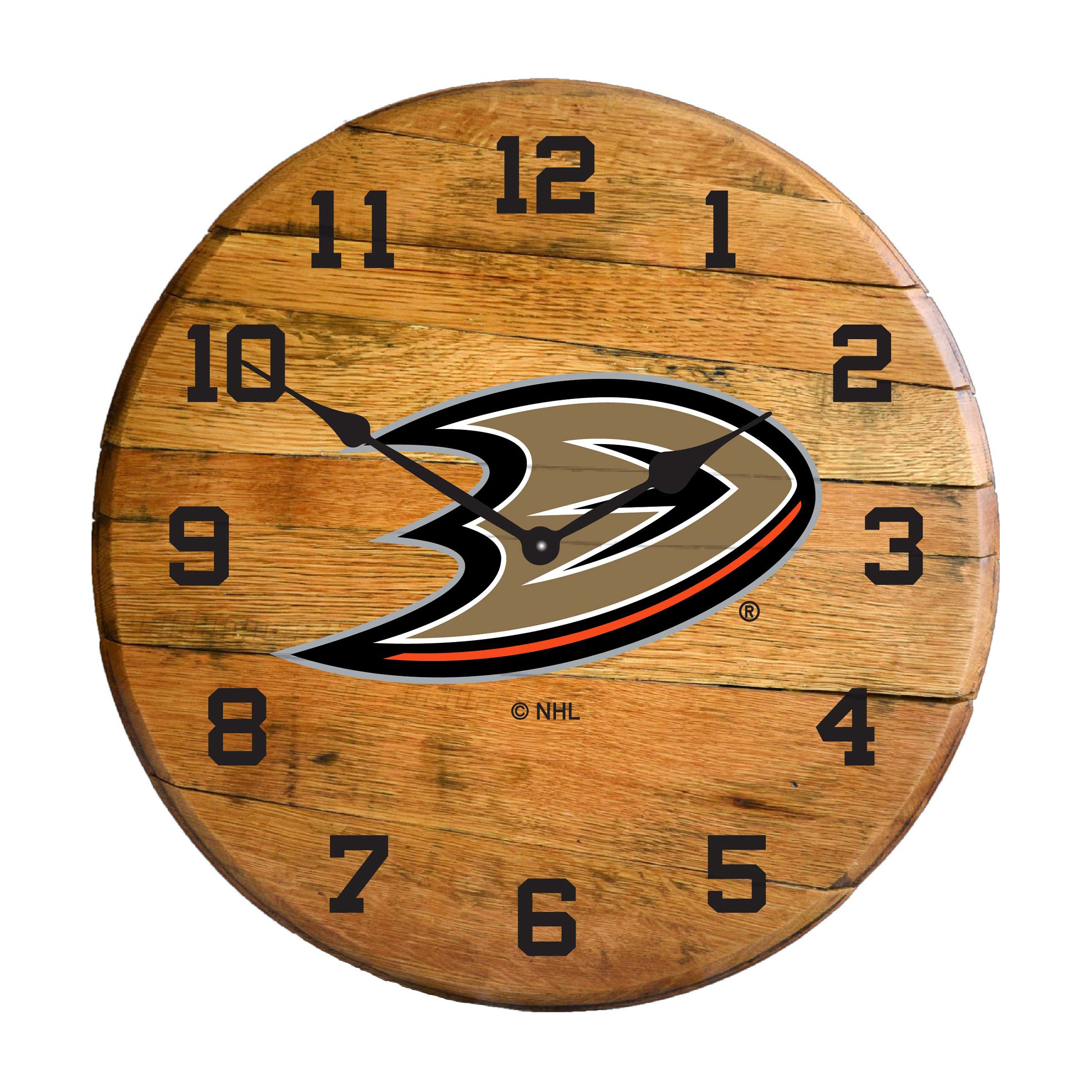 Anaheim Ducks Oak Barrel Clock