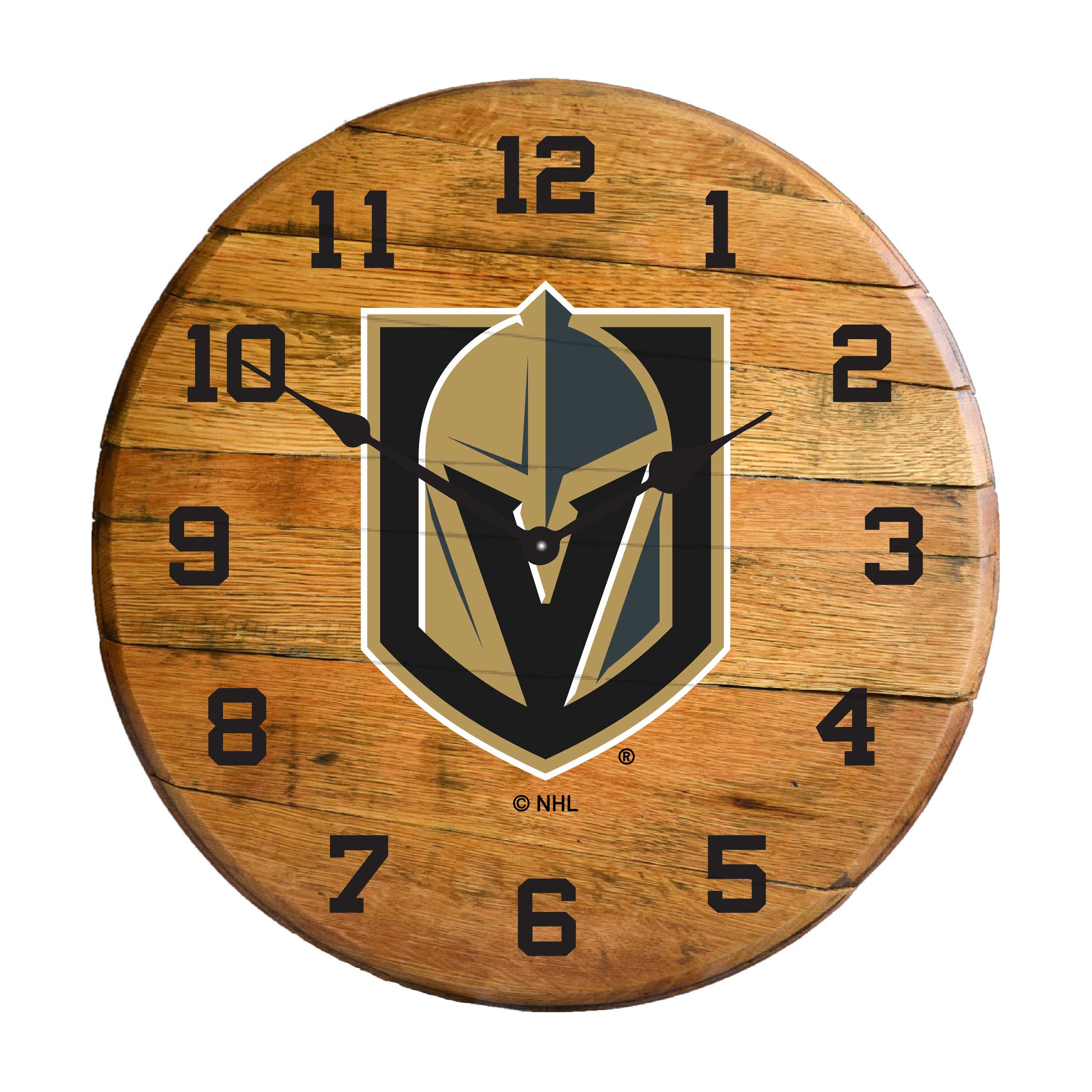 Golden Knights Oak Barrel Clock