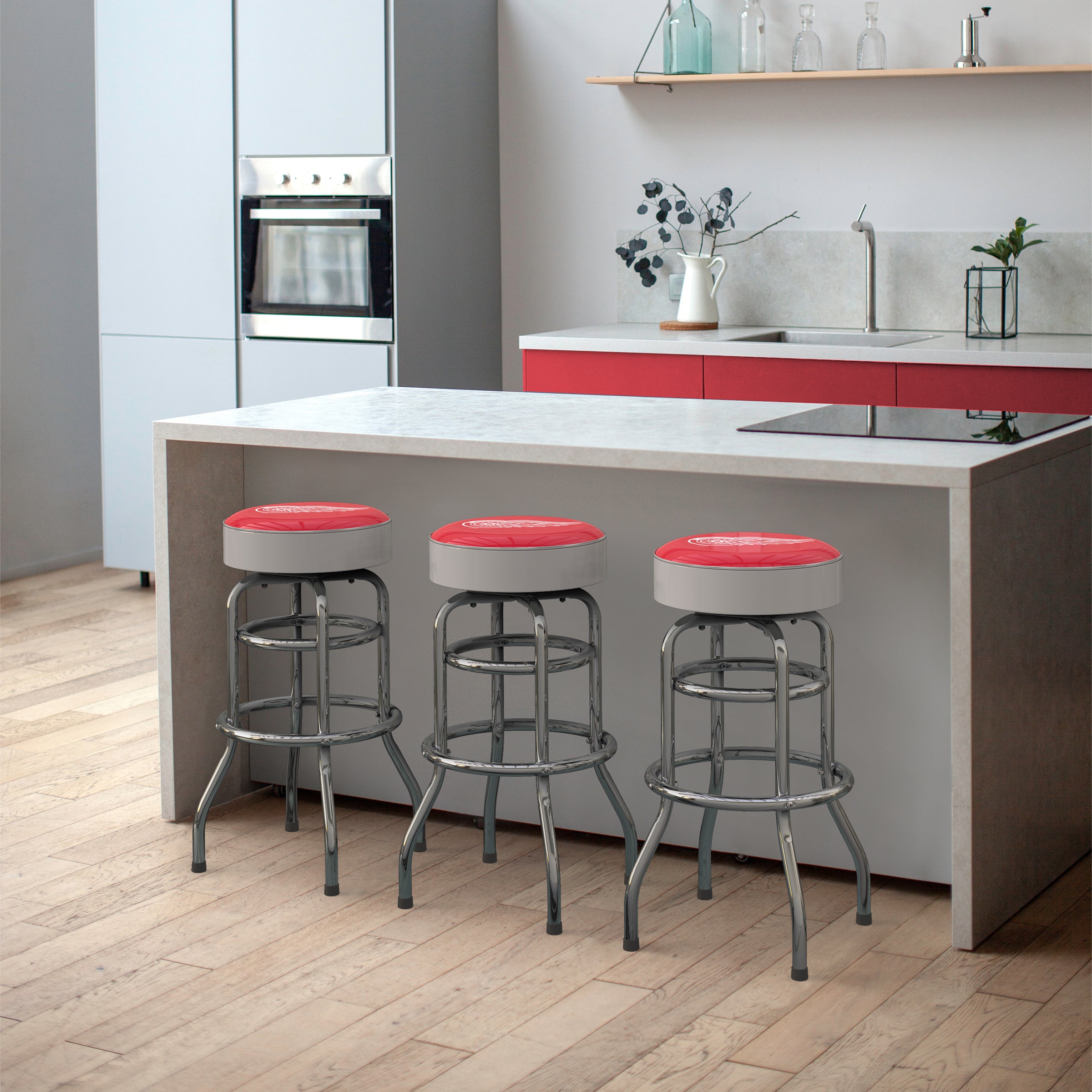 Detroit Red Wings Chrome Bar Stool